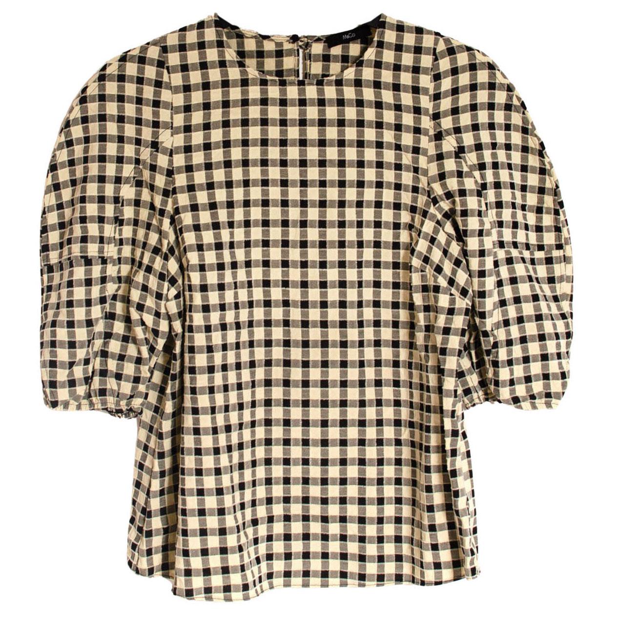 M&Co Damen Bluse курц Пуффярмелл хеллгельб шварц грау кариерт