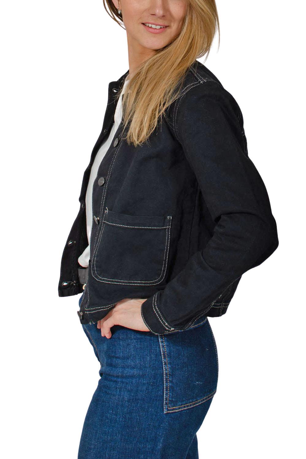 TU Cotton Twill Utility Chore Jacket Patch Pockets Button Front with Collar - Picture 17 of 18