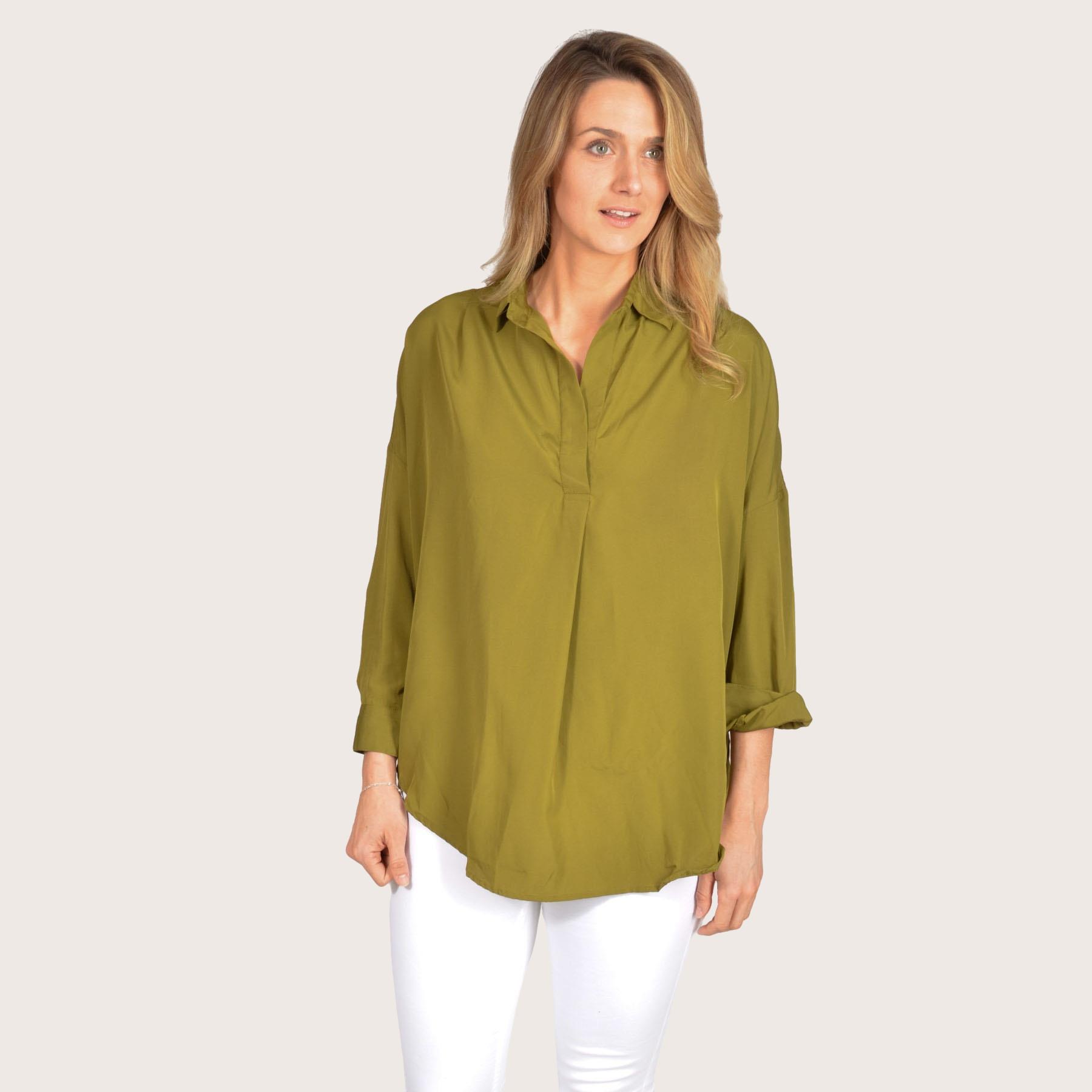 FRENCH CONNECTION Popover Shirt Blouse Silky Soft Light Satin Open Neck Collar - Picture 8 of 23