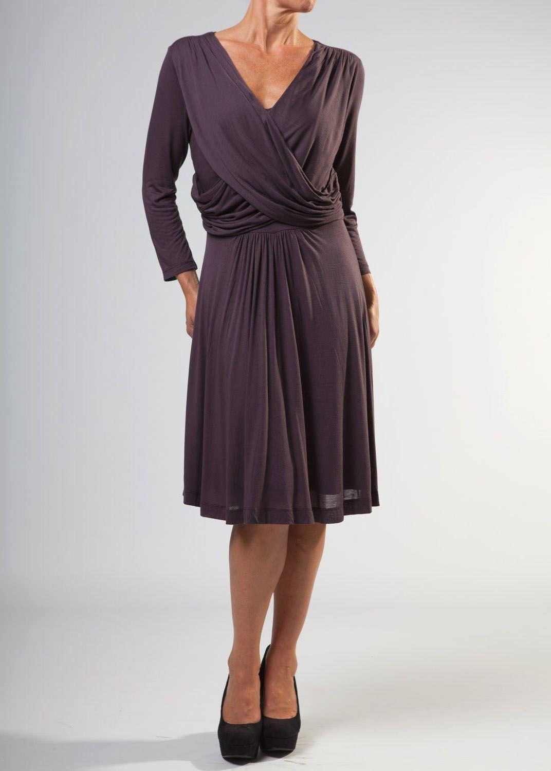 GREAT PLAINS Ruched Jersey Jersey Wrap Dress 3/4 Sleeve Knee Length - Picture 15 of 15