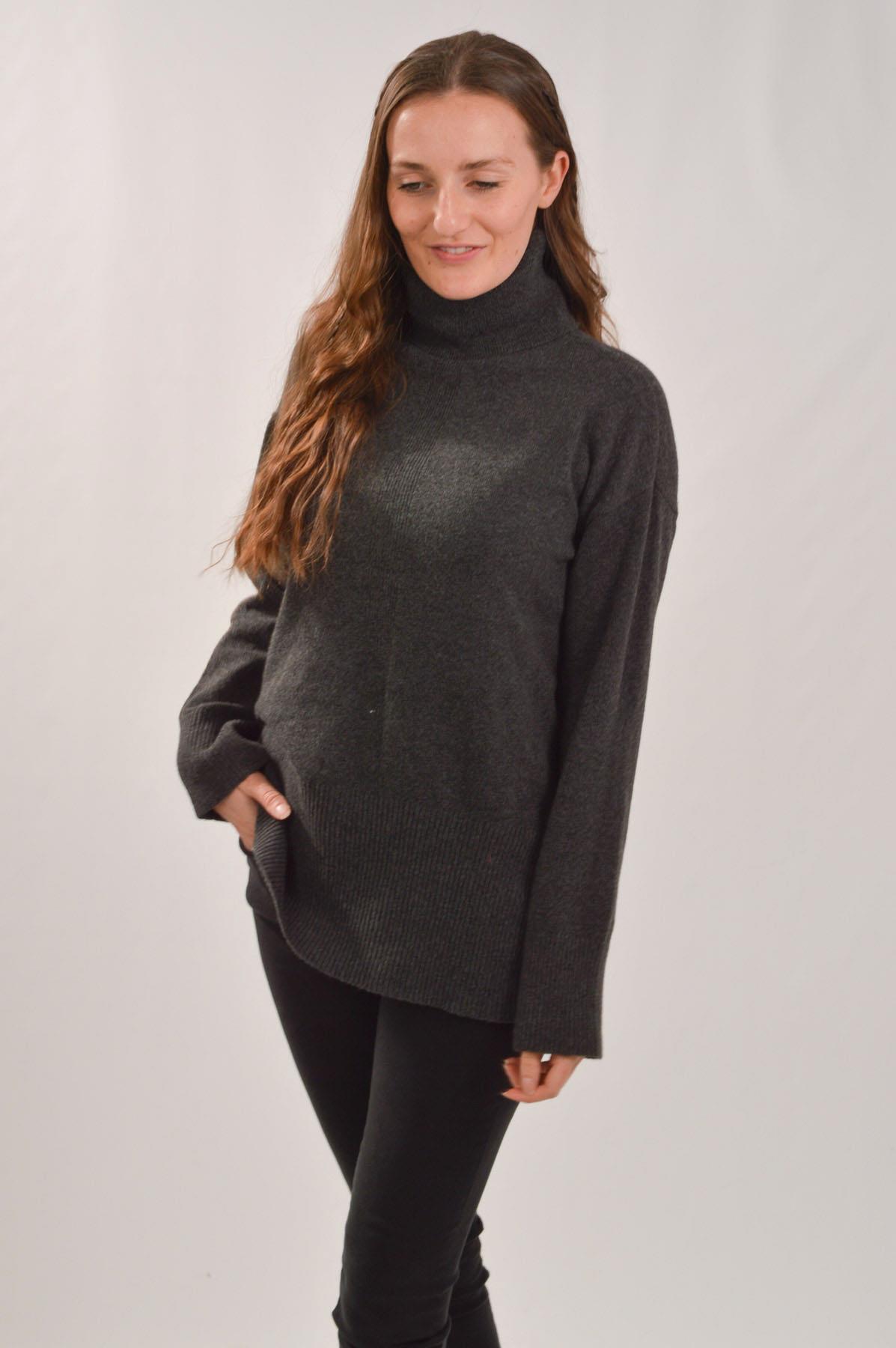 Womens Polo Neck Jumper Ribbed Centre Side Splits Relaxed Super Soft Fine Knit - Picture 9 of 11