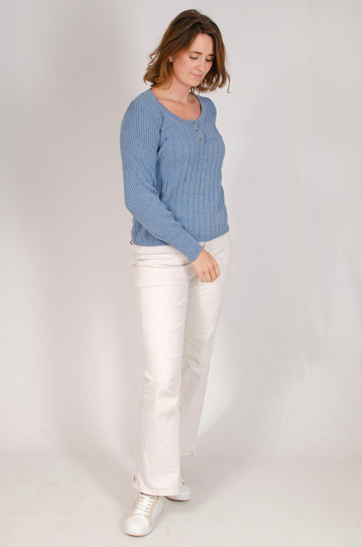 MS Per Una Mujer Cuello Redondo Estilo Henley Jersey Top Marl Acanalado Tejido - Imagen 12 de 12