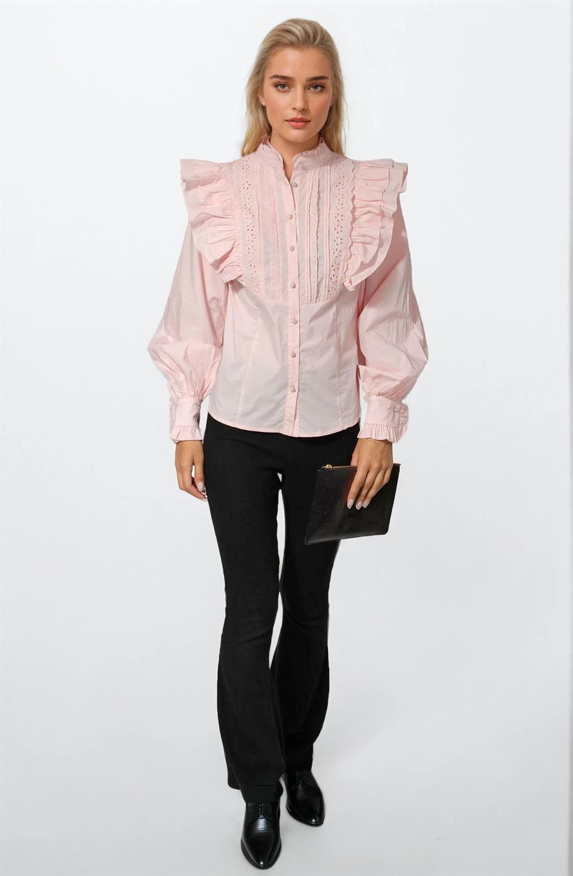 River Island Ruffle Broderie Puff Sleeve Blouse - Picture 8 of 14