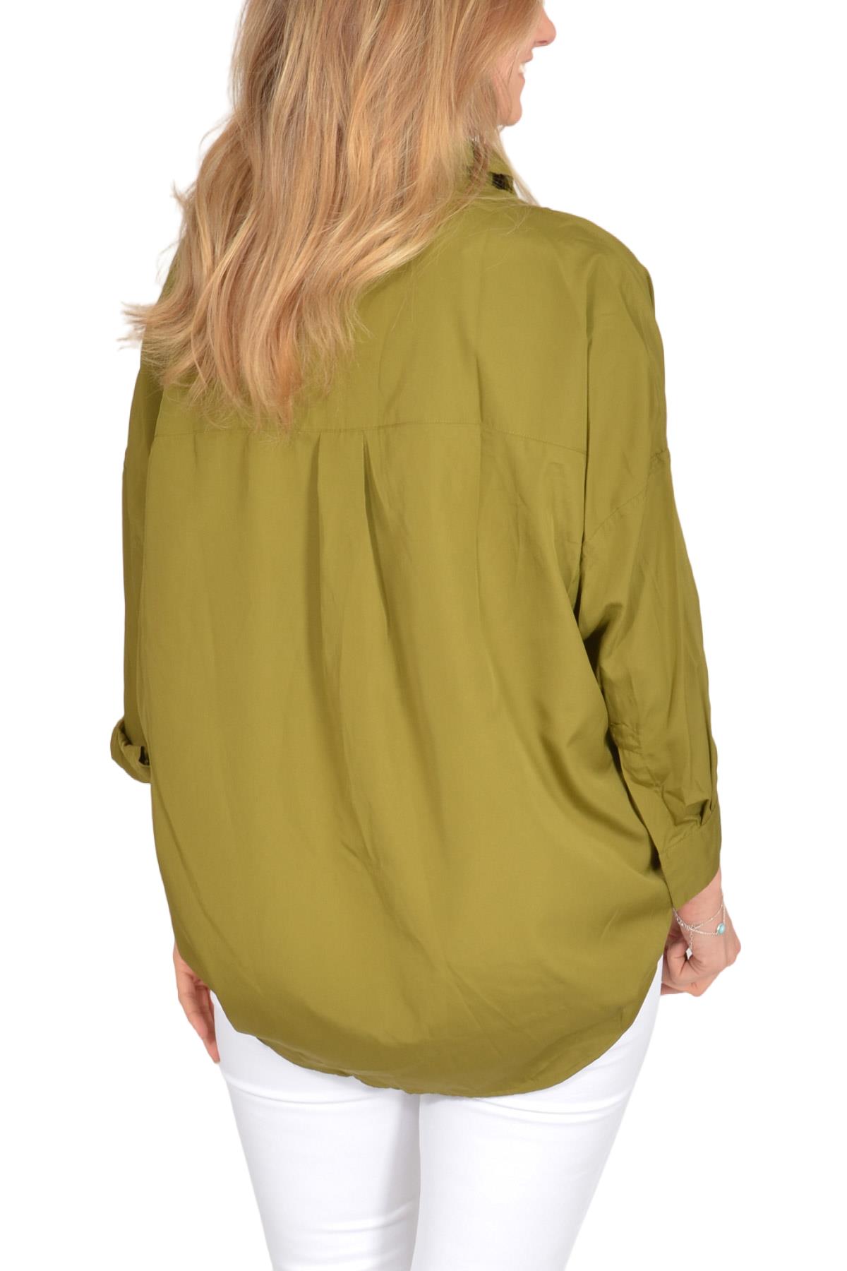 French Connection Womens Silky Oversized Shirt Popover Raglan Sleeve Open Collar - Picture 7 of 20