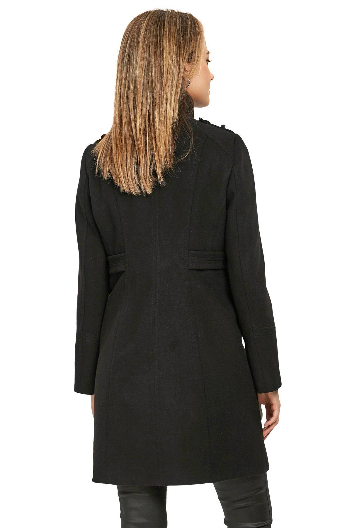Ex Wallis Ladies Funnel Neck Single Breasted Coat Lined Size 818 in Black Grey eBay