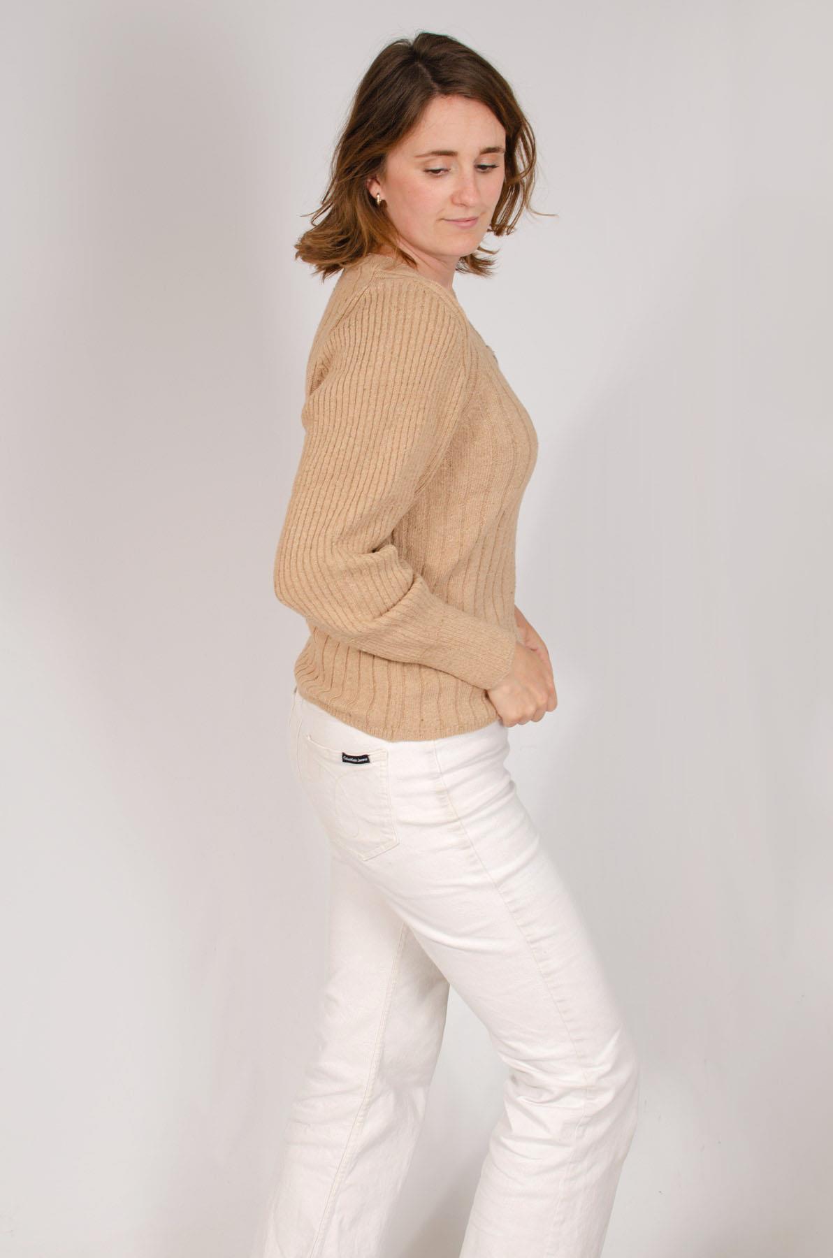 MS Per Una Mujer Cuello Redondo Estilo Henley Jersey Top Marl Acanalado Tejido - Imagen 7 de 12