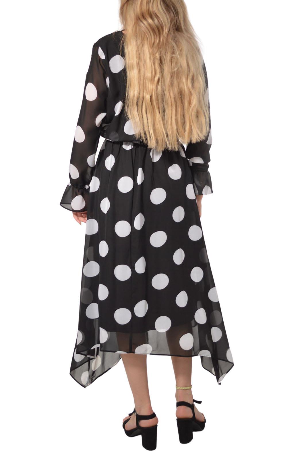 Roman Originals Black Polka Dot Dress Chiffon Lined V Neck Long Sleeve - Picture 6 of 6