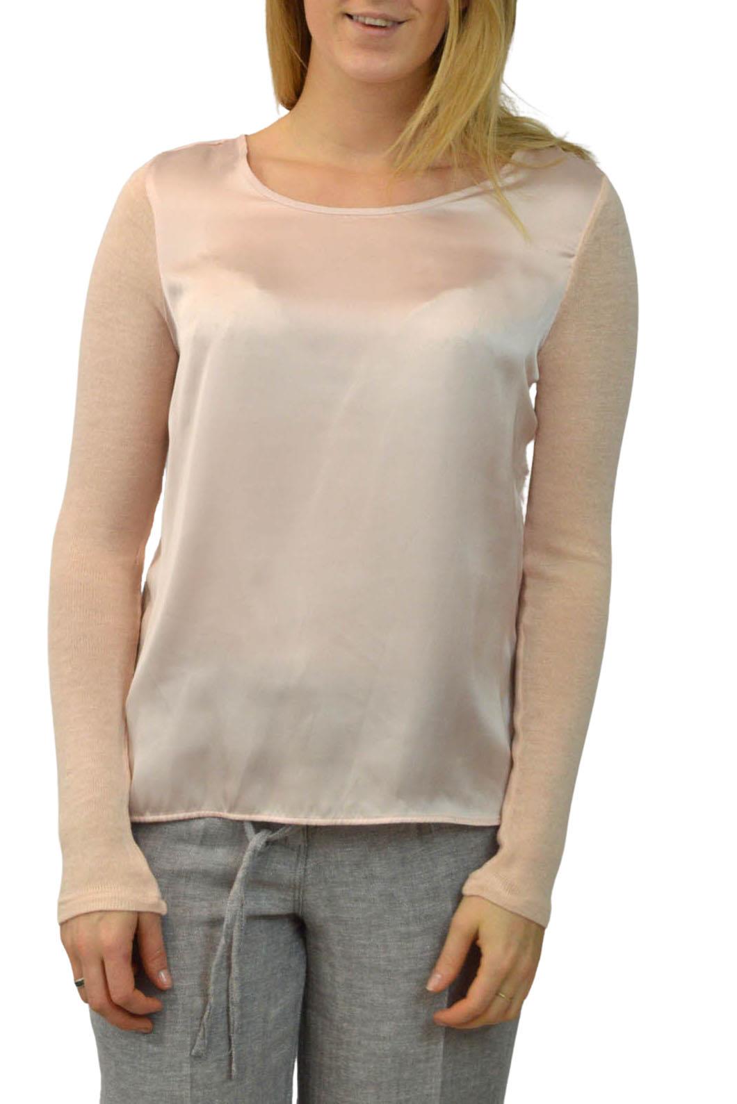 Satin Blouse Fine Knit Stretch Fit Sleeve Black or Peach Pink from C&A - Picture 12 of 15