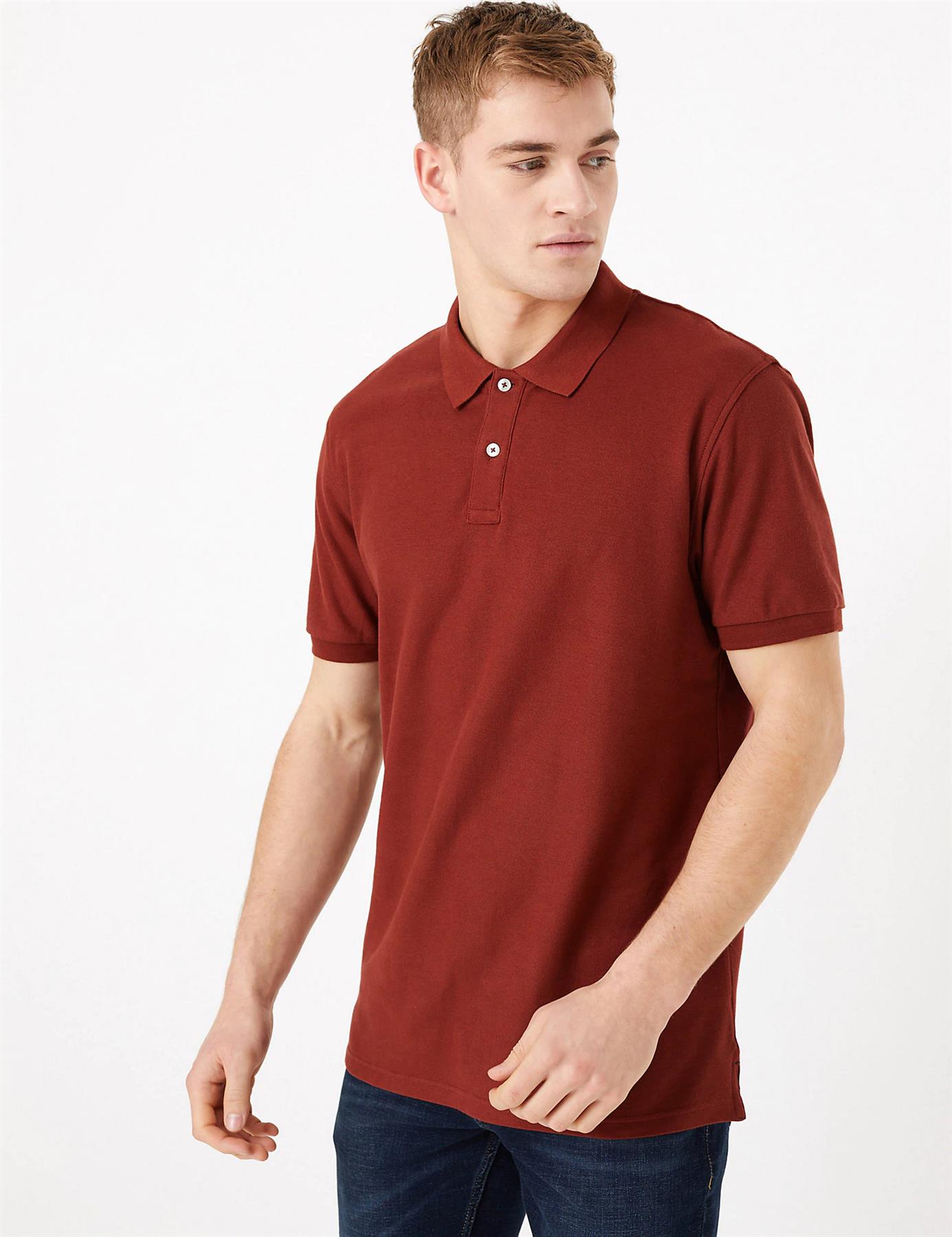 Marks and Spencer Mens Cotton Pique Polo Shirt NEW Sizes S - 3XL | eBay
