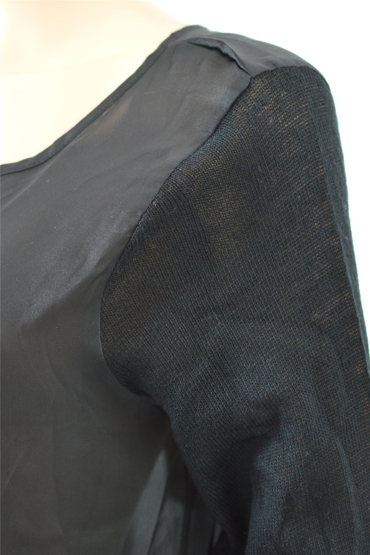 Satin Blouse Fine Knit Stretch Fit Sleeve Black or Peach Pink from C&A - Picture 9 of 15