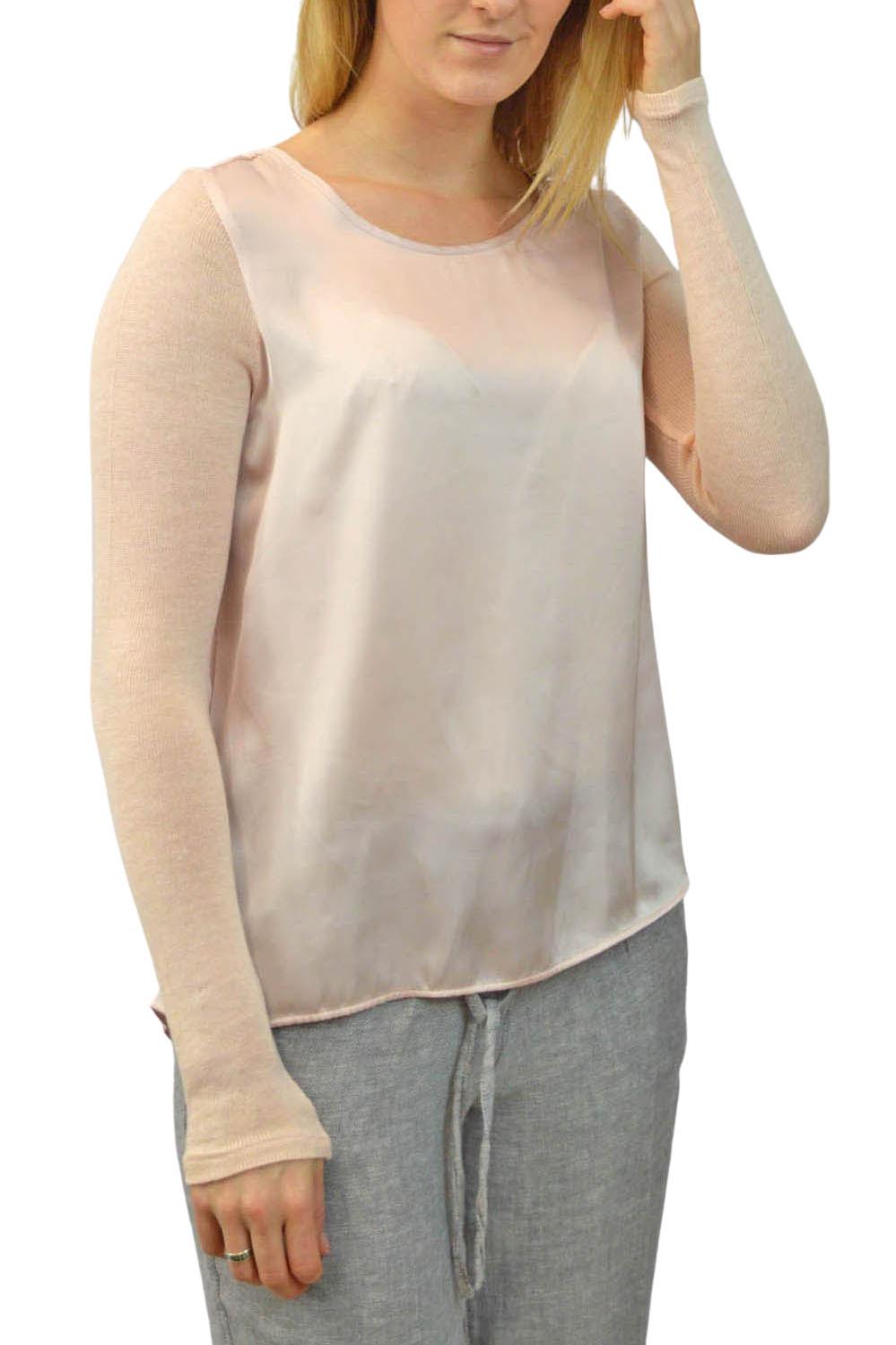 Satin Blouse Fine Knit Stretch Fit Sleeve Black or Peach Pink from C&A - Picture 13 of 15