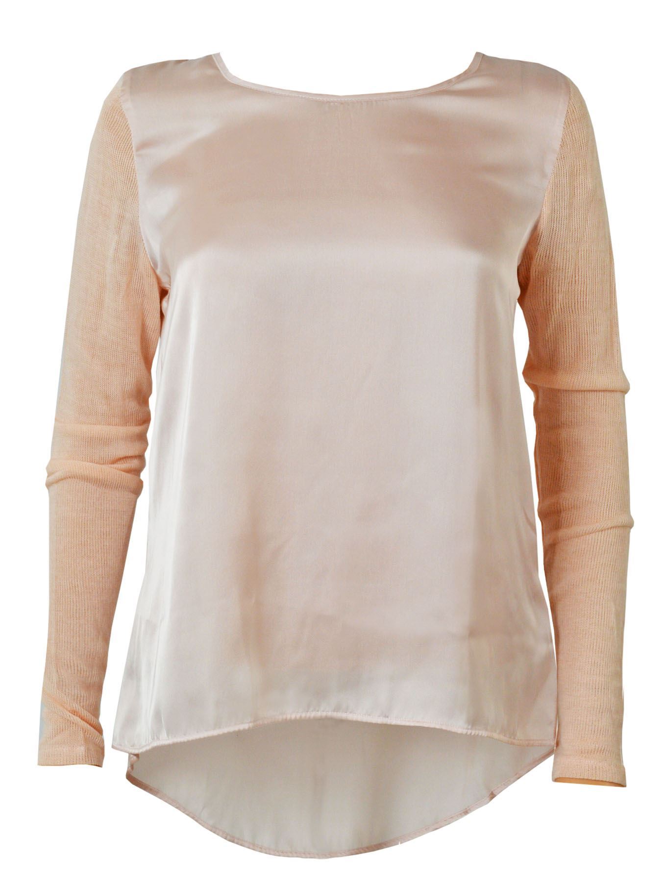 Satin Blouse Fine Knit Stretch Fit Sleeve Black or Peach Pink from C&A - Picture 10 of 15