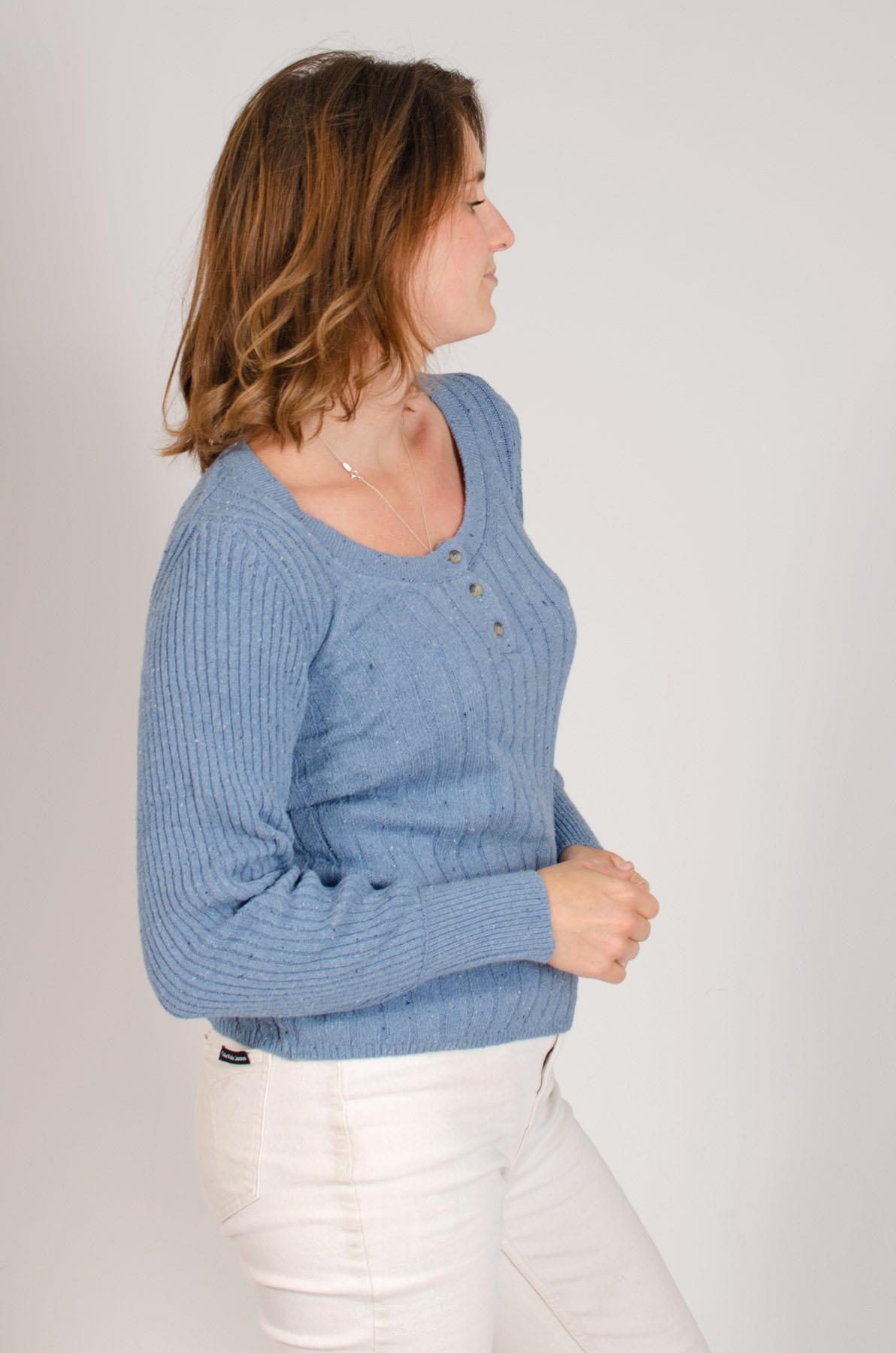 MS Per Una Mujer Cuello Redondo Estilo Henley Jersey Top Marl Acanalado Tejido - Imagen 11 de 12