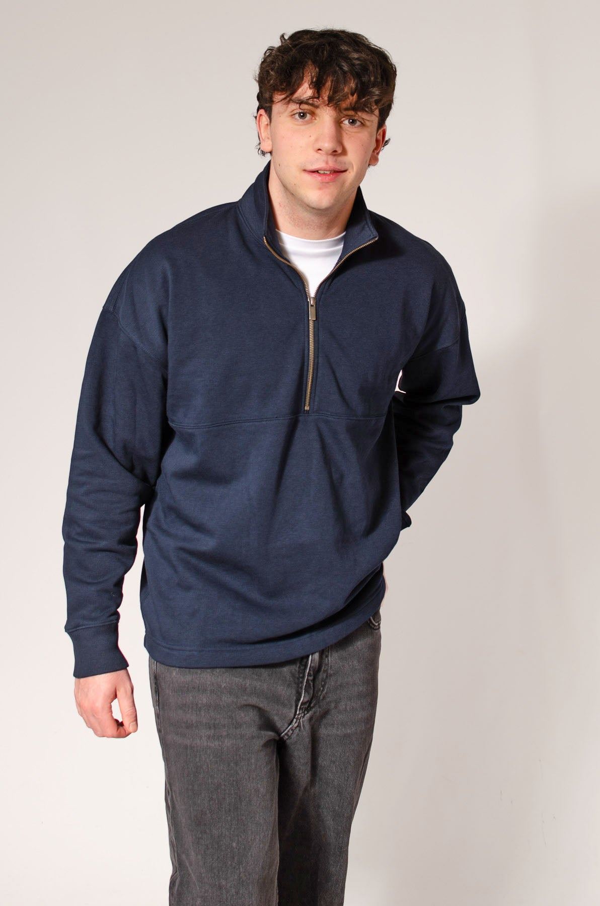 Ex M&S Autograph Mens Quarter Zip Neck Sweatshirt Thick Cotton Rich - Picture 13 of 18