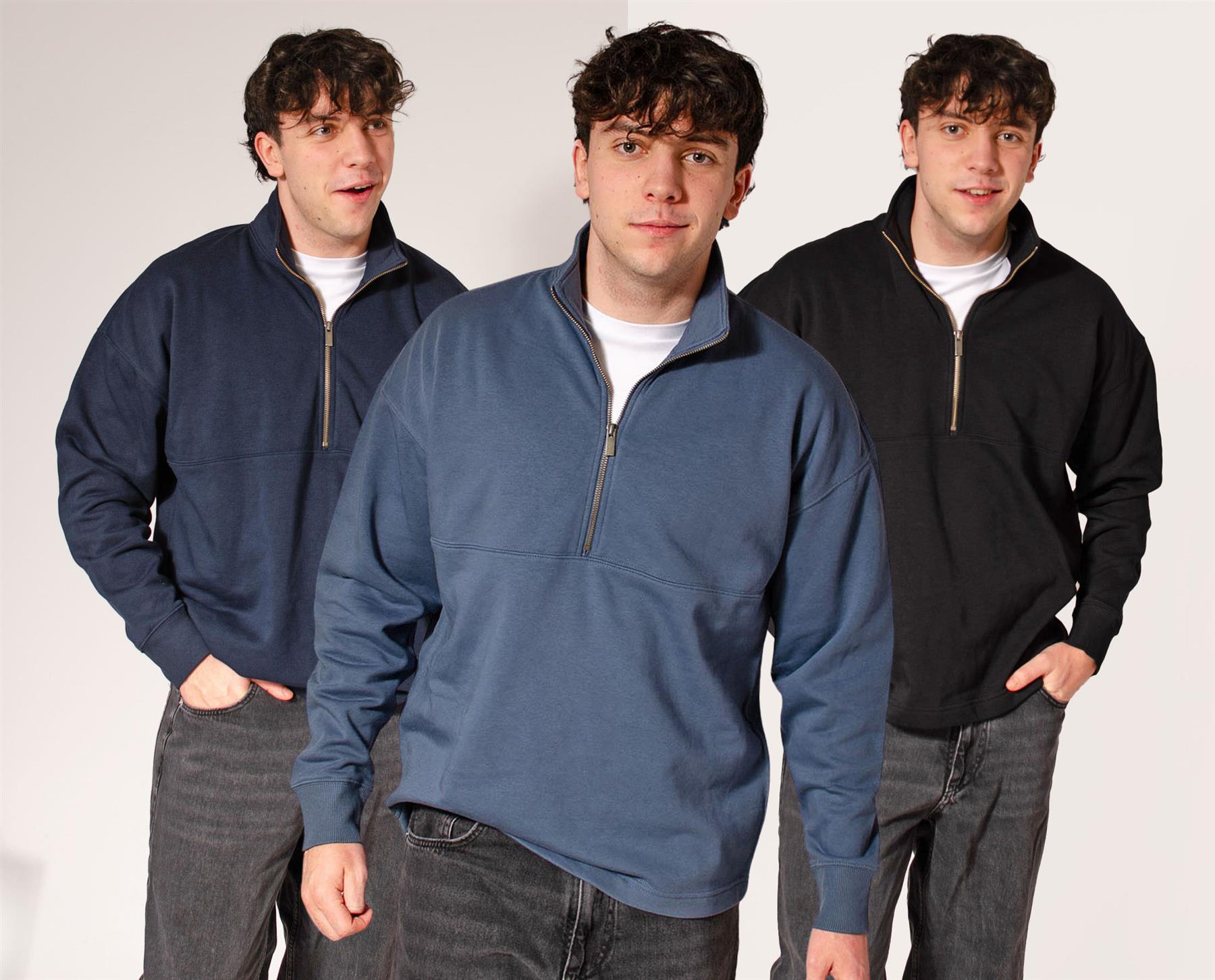 Ex M&S Autograph Mens Quarter Zip Neck Sweatshirt Thick Cotton