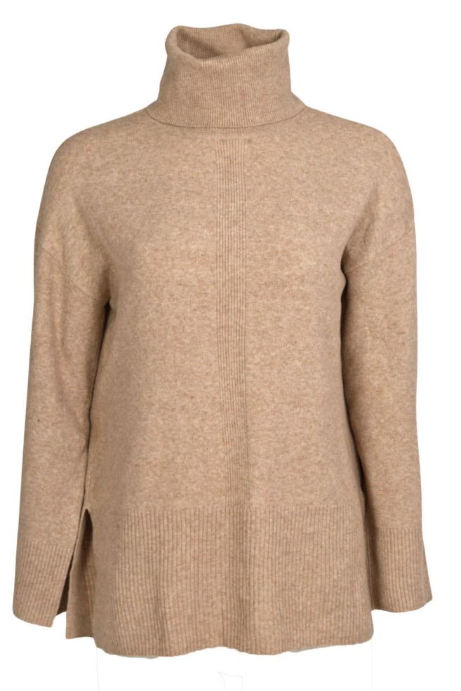 Womens Polo Neck Jumper Ribbed Centre Side Splits Relaxed Super Soft Fine Knit - Picture 6 of 11