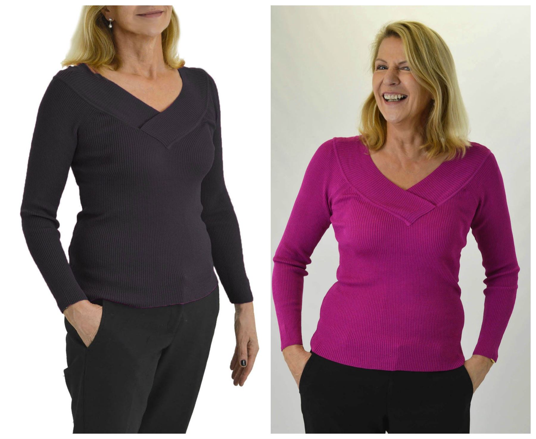 MARKS /& SPENCER PER UNA Deep V Neck Sweater Ribbed Knit FItted Pullover RRP £25
