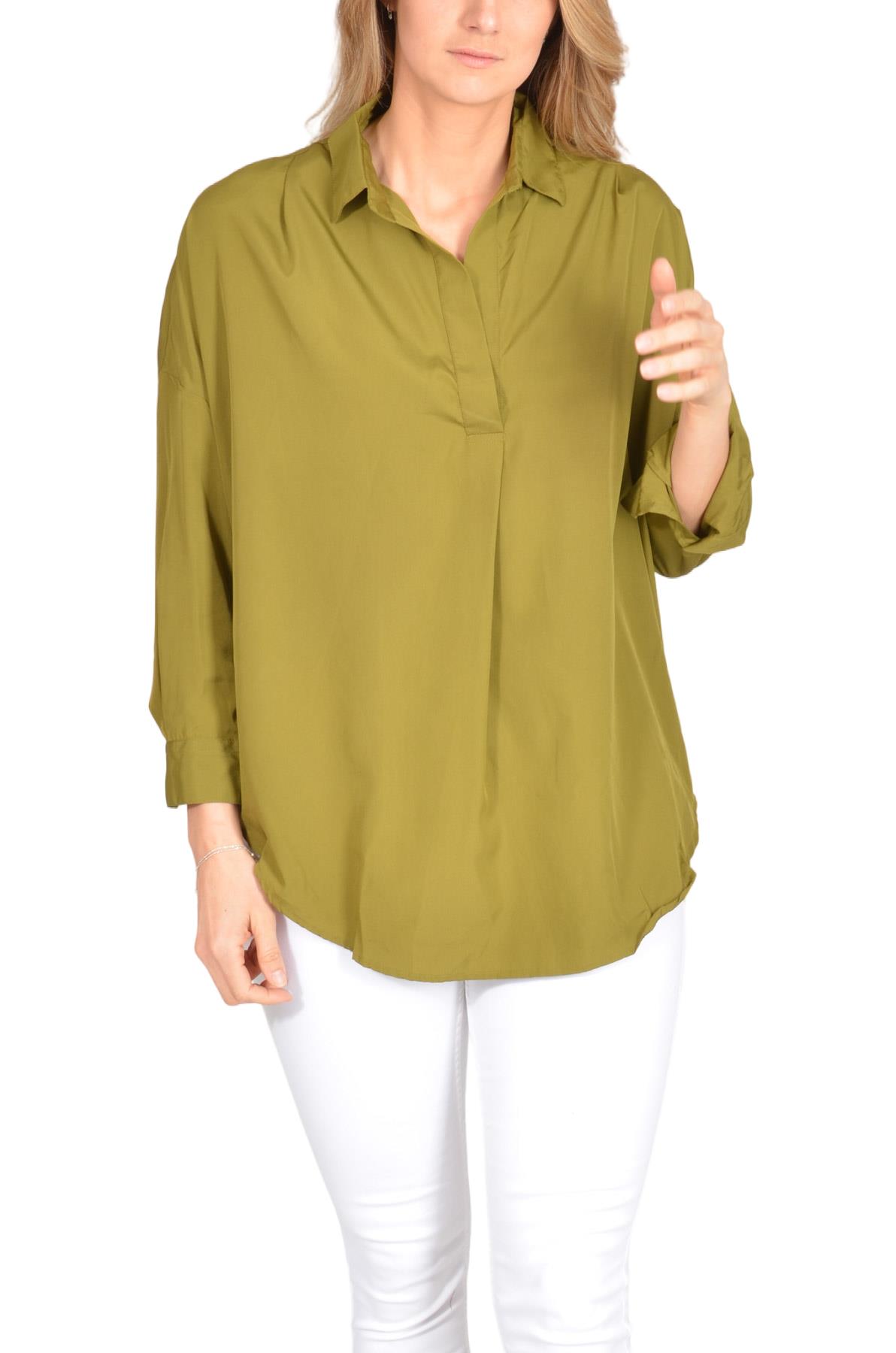 French Connection Womens Silky Oversized Shirt Popover Raglan Sleeve Open Collar - Picture 4 of 20