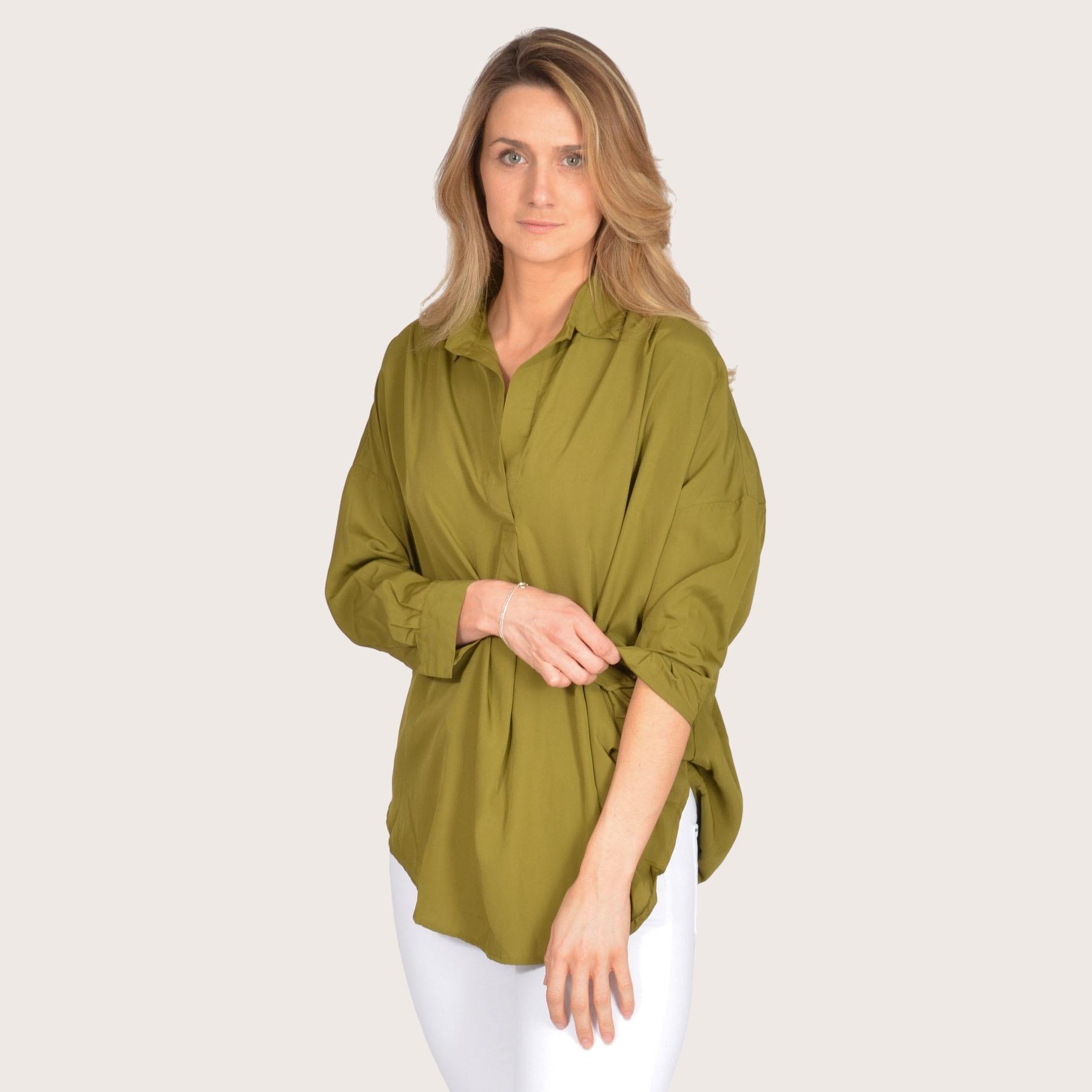 FRENCH CONNECTION Popover Shirt Blouse Silky Soft Light Satin Open Neck Collar - Picture 3 of 23