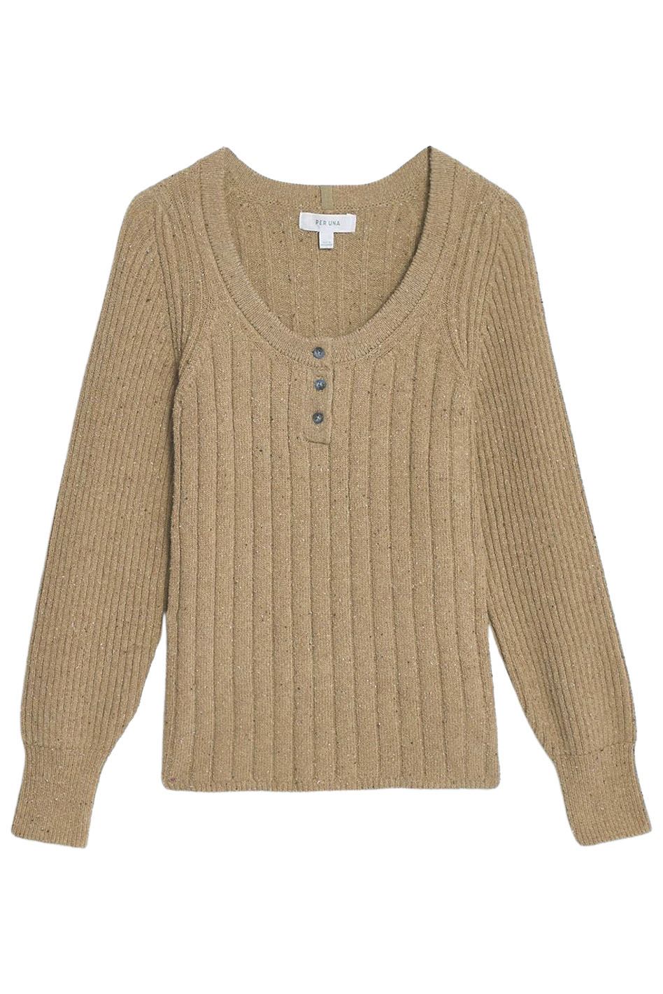 MS Per Una Mujer Cuello Redondo Estilo Henley Jersey Top Marl Acanalado Tejido - Imagen 3 de 12