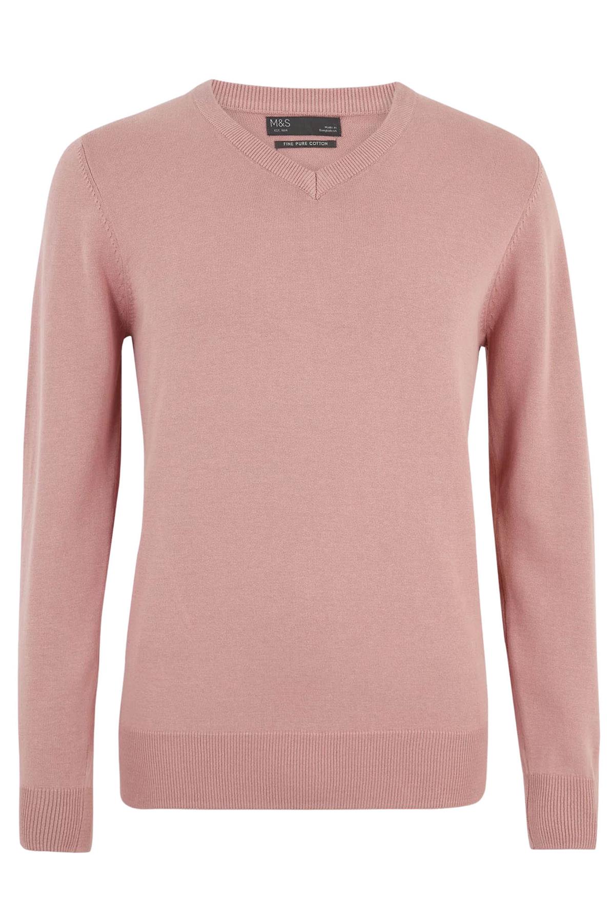 MARKS & SPENCER Mens Lightweight Cotton V-neck Jumper M&S Sweater RRP Â£ 