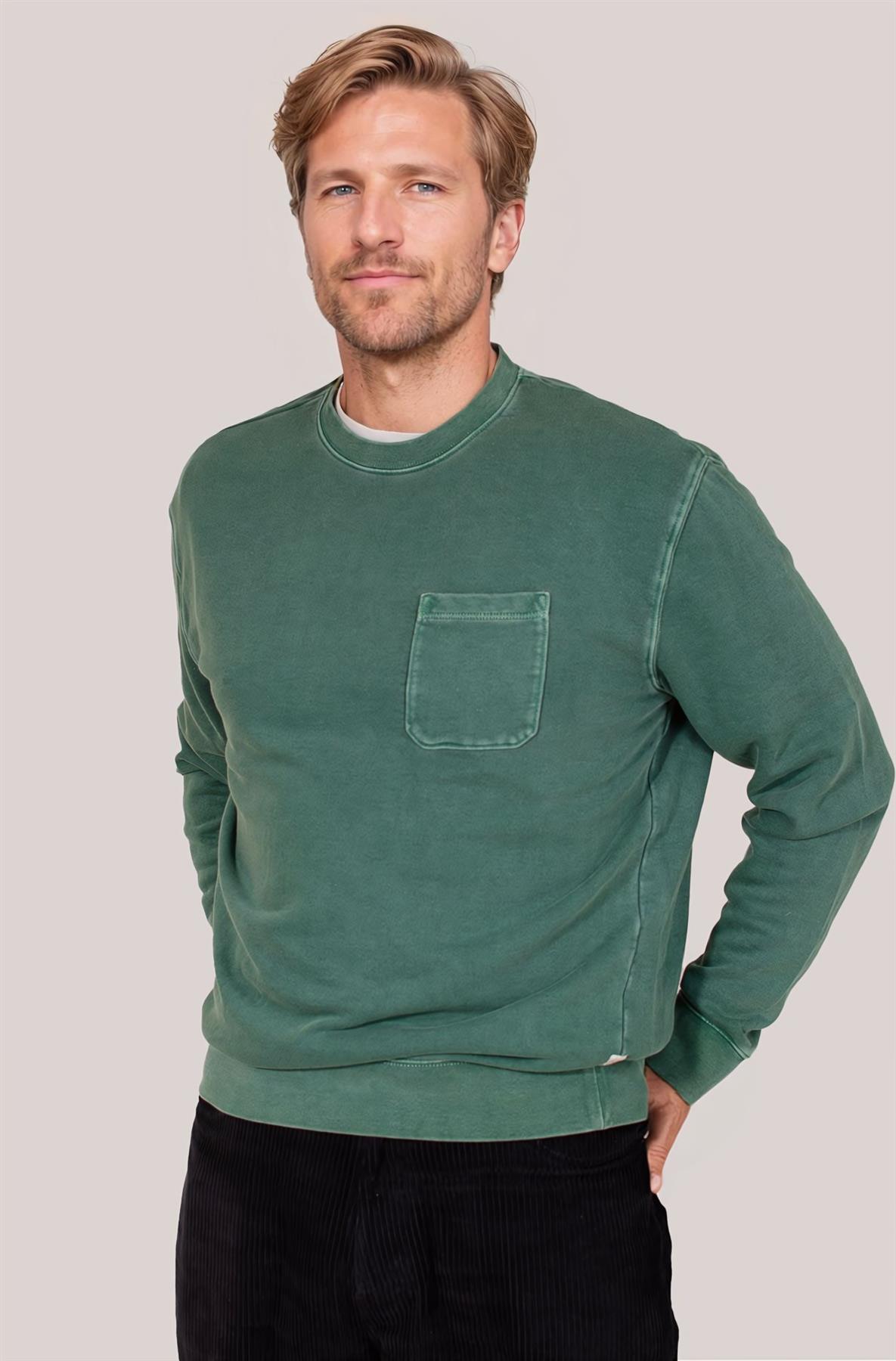 M&S Mens Crew Neck Sweatshirt with Breast Pocket - Picture 4 of 5