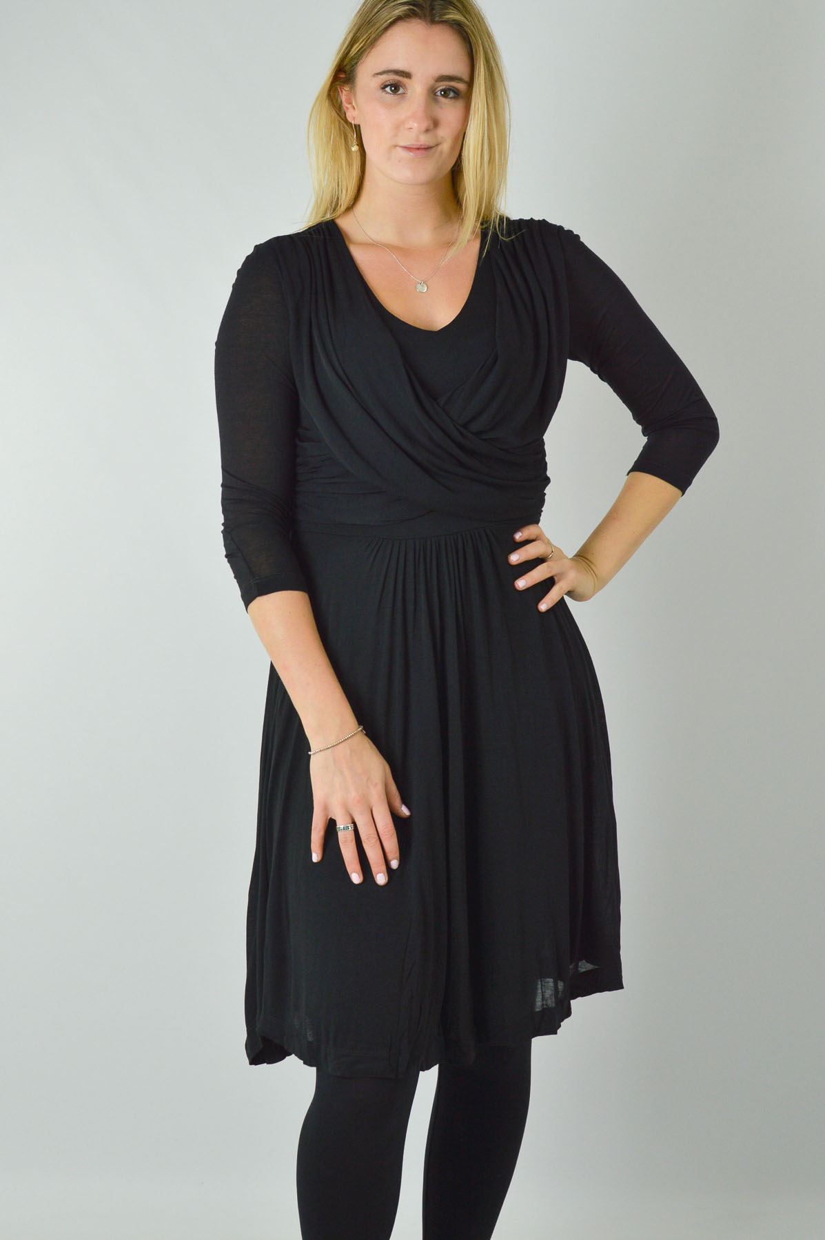 GREAT PLAINS Ruched Jersey Jersey Wrap Dress 3/4 Sleeve Knee Length - Picture 11 of 15