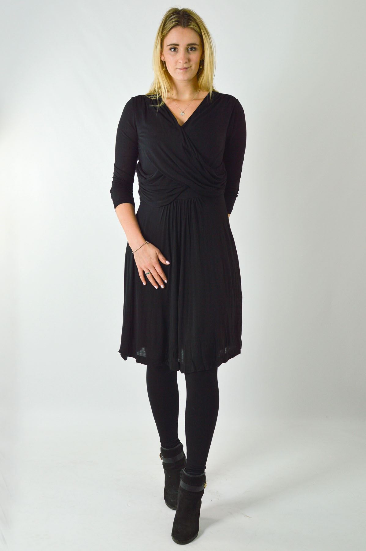 GREAT PLAINS Ruched Jersey Jersey Wrap Dress 3/4 Sleeve Knee Length - Picture 14 of 15