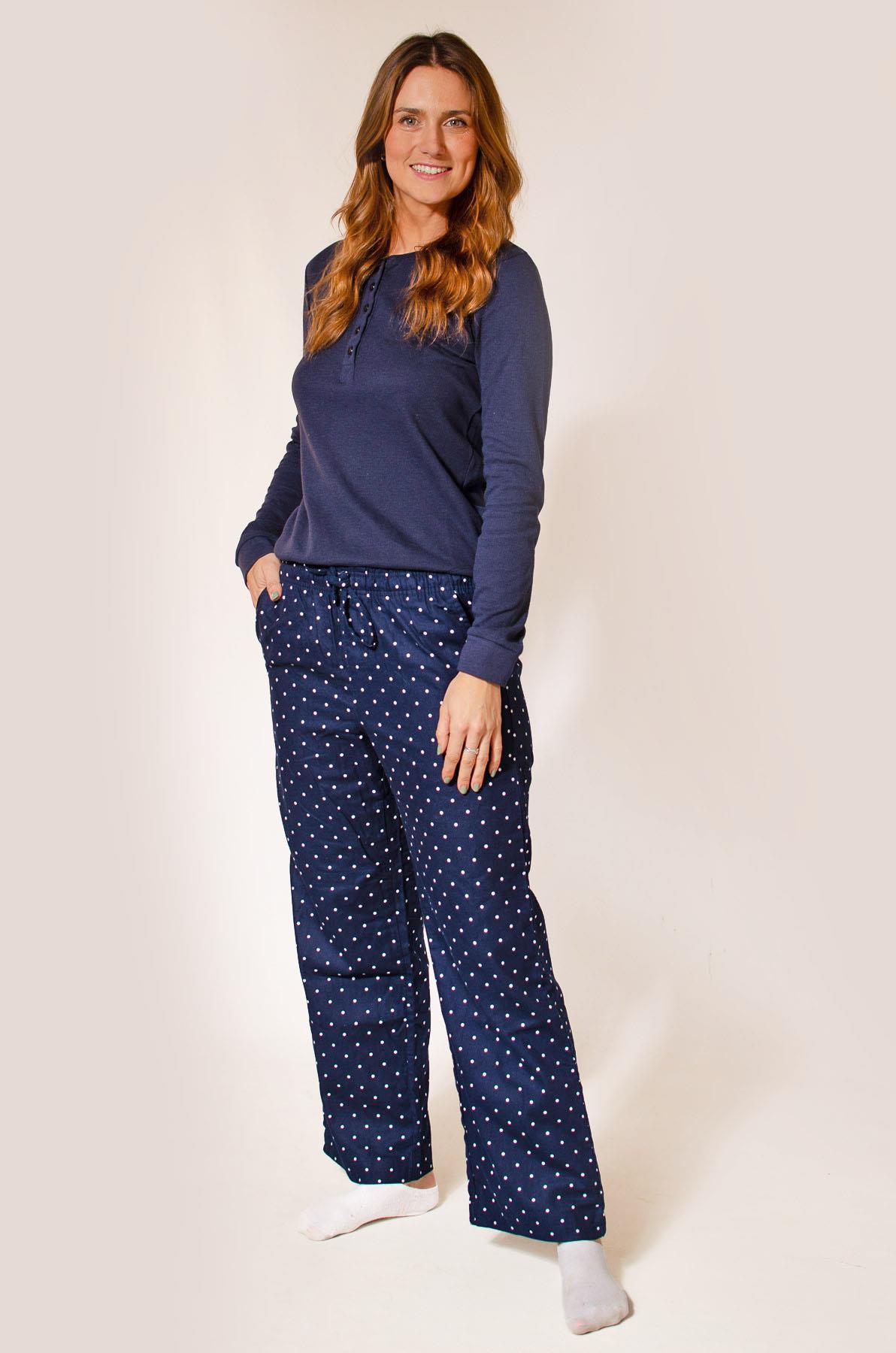 GAP Womens Pyjama Set Waffle Texture Henley Top Brushed Cotton Bottoms - Picture 6 of 15