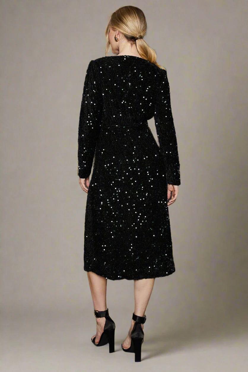 Dorothy Perkins Velvet Sequin Wrap Midi Dress Party Dress - Picture 13 of 15