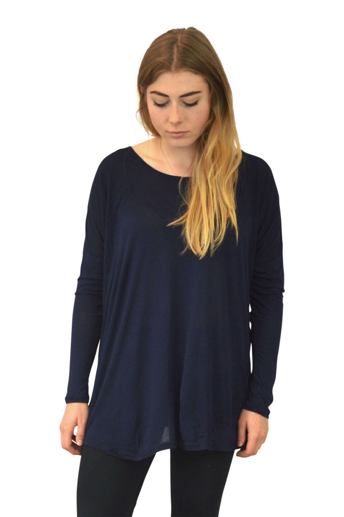 EX ESMARA BLUE LONG SLEEVE CREW NECK SWING TOP SIZE L XXL