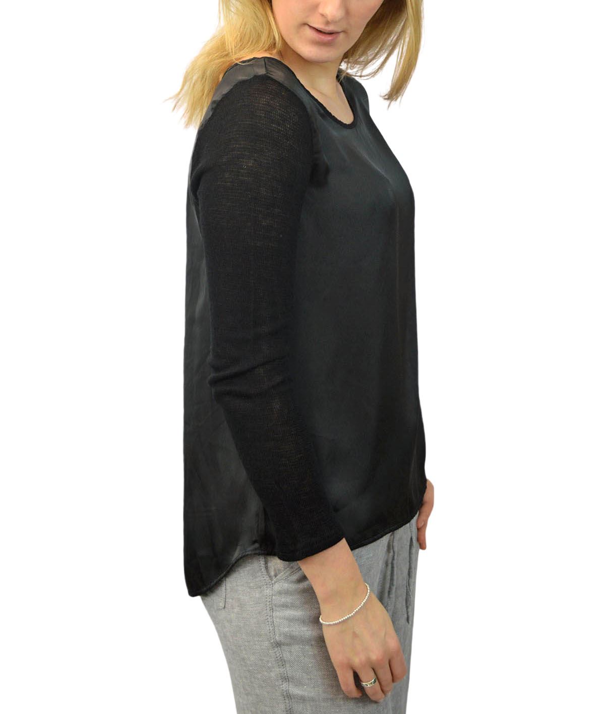 Satin Blouse Fine Knit Stretch Fit Sleeve Black or Peach Pink from C&A - Picture 8 of 15