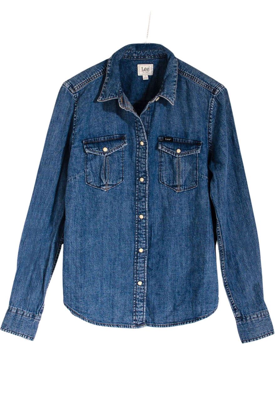 LEE Womens Denim Shirt Snap Buttons Western Pockets - Picture 9 of 10