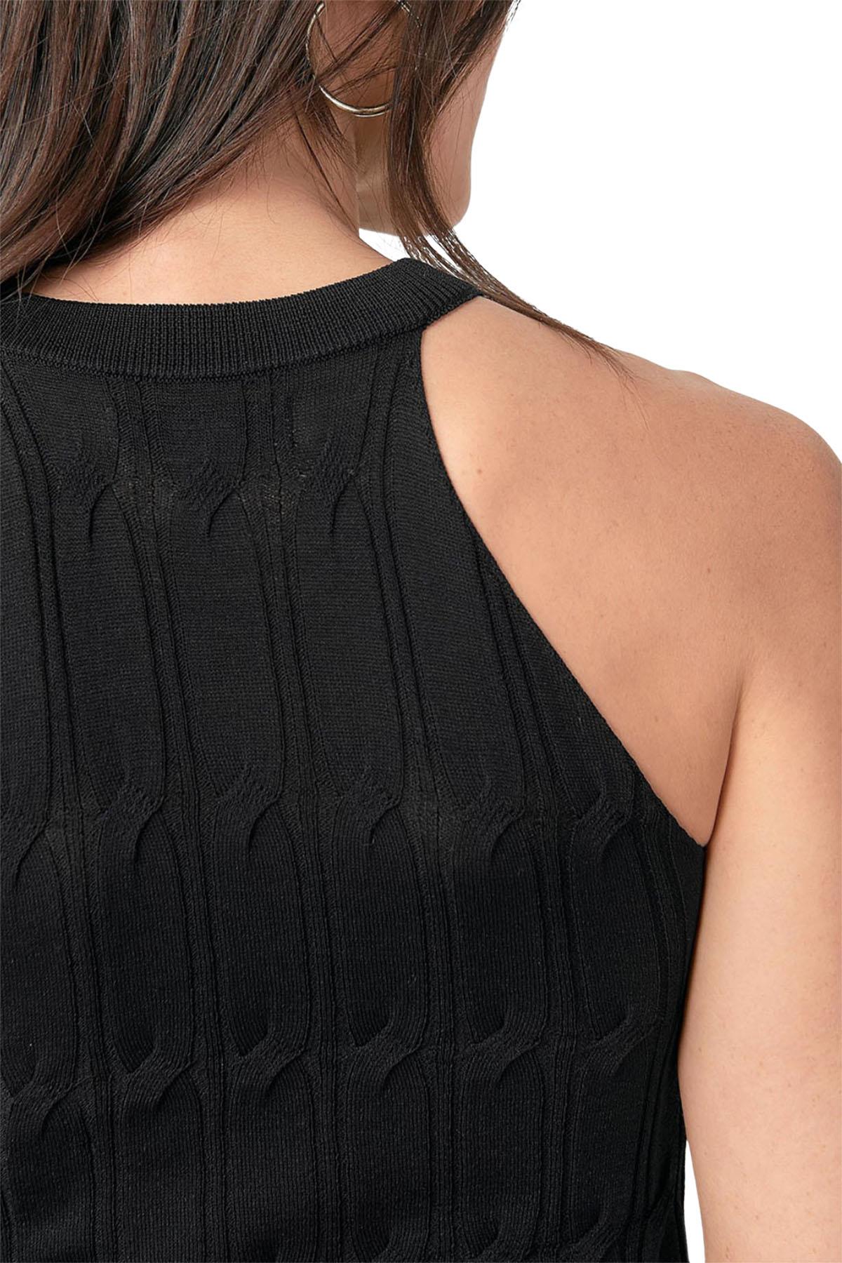 Ellos Womens Fine Knit Sleeveless Top Smooth Cable Knit Vest Tank Top