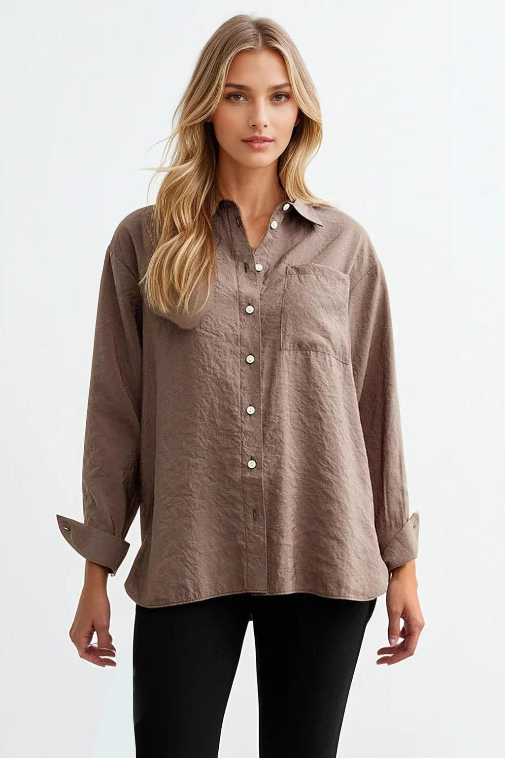 New Look Relaxed Cupro Long Sleeve Pocket Shirt - Picture 15 of 18