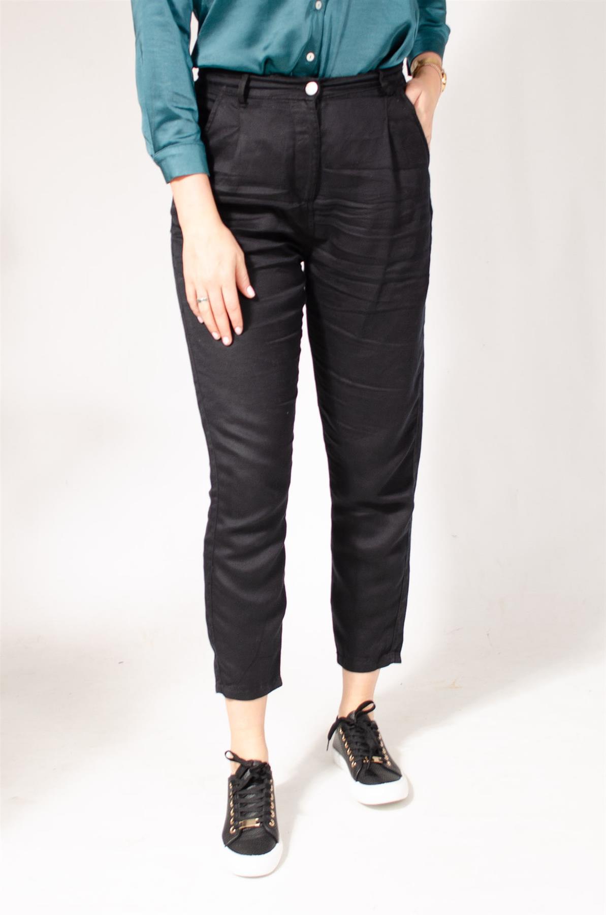 NEXT Ladies Linen Blend Lyocell Jeans Style Casual Trousers Taper Leg