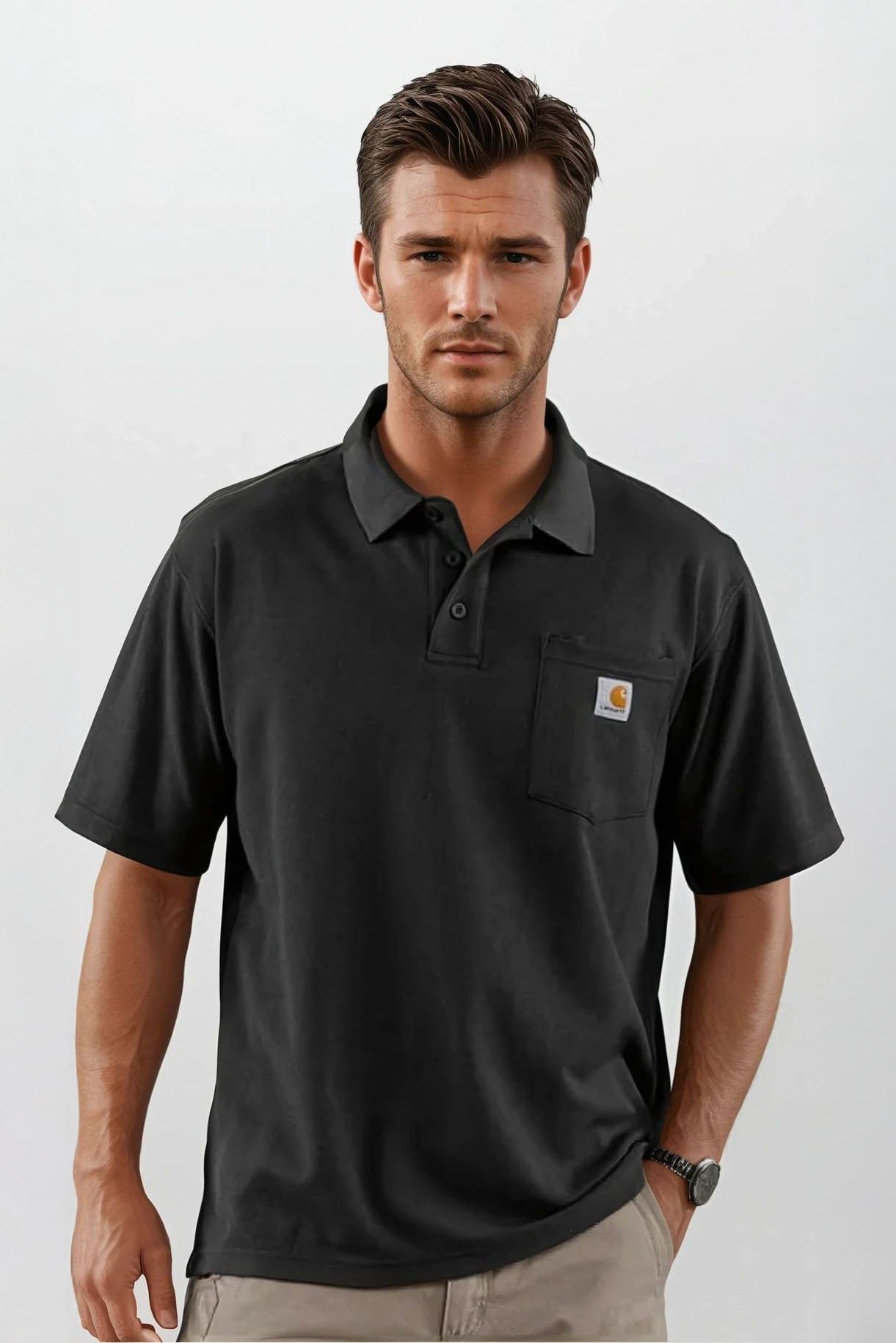 Carhartt Mens Relaxed Cotton Pique Pocket Front Polo Shirt - Picture 18 of 26