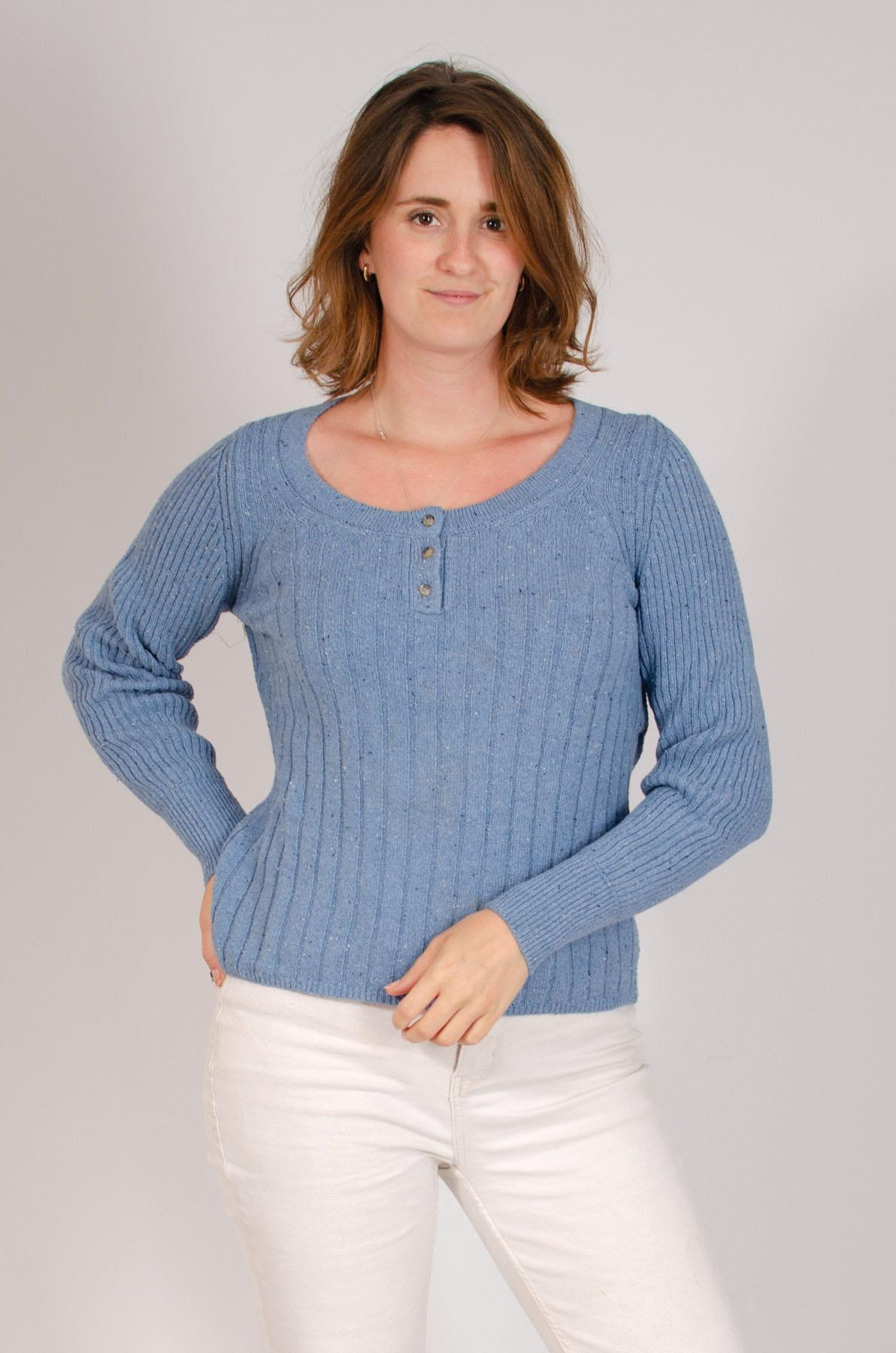 MS Per Una Mujer Cuello Redondo Estilo Henley Jersey Top Marl Acanalado Tejido - Imagen 10 de 12