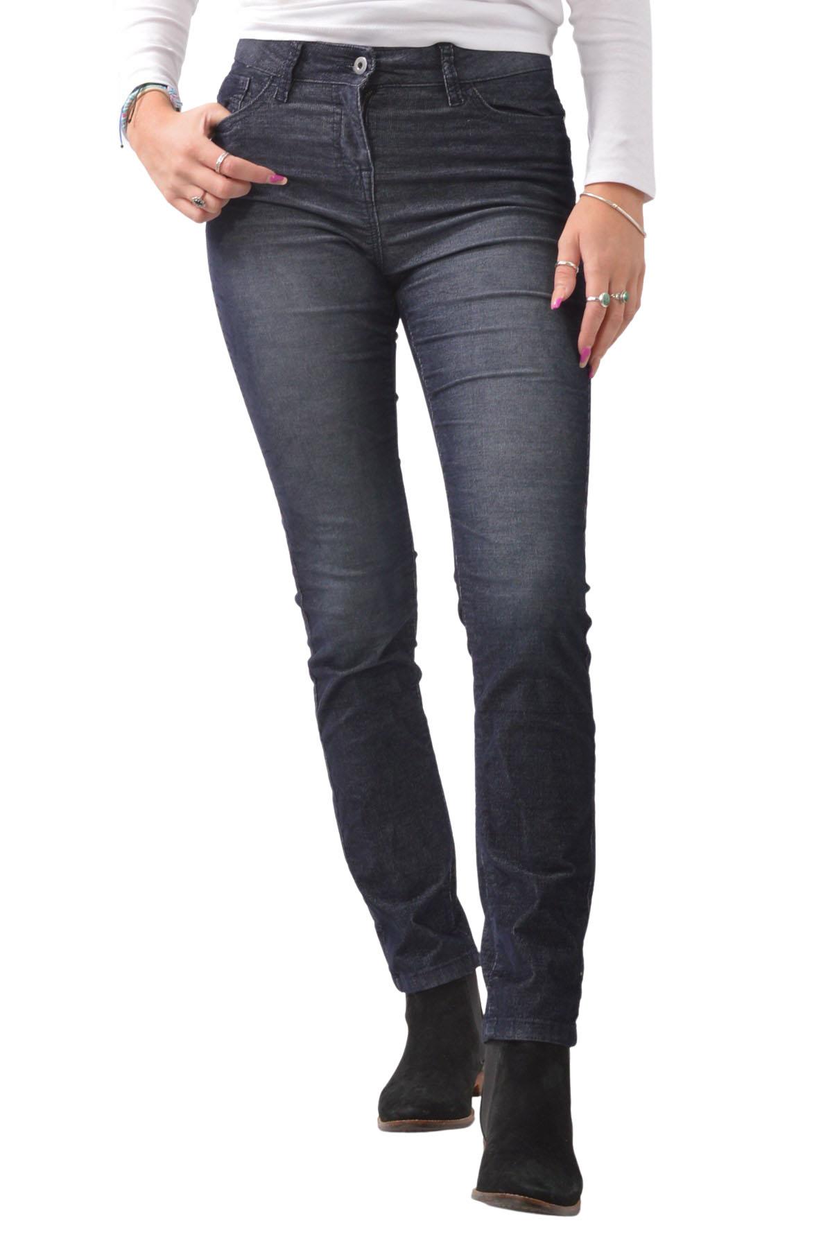 Next Womens Needlecord Jeans Slim Leg Mid High Rise with Stretch - Picture 3 of 6
