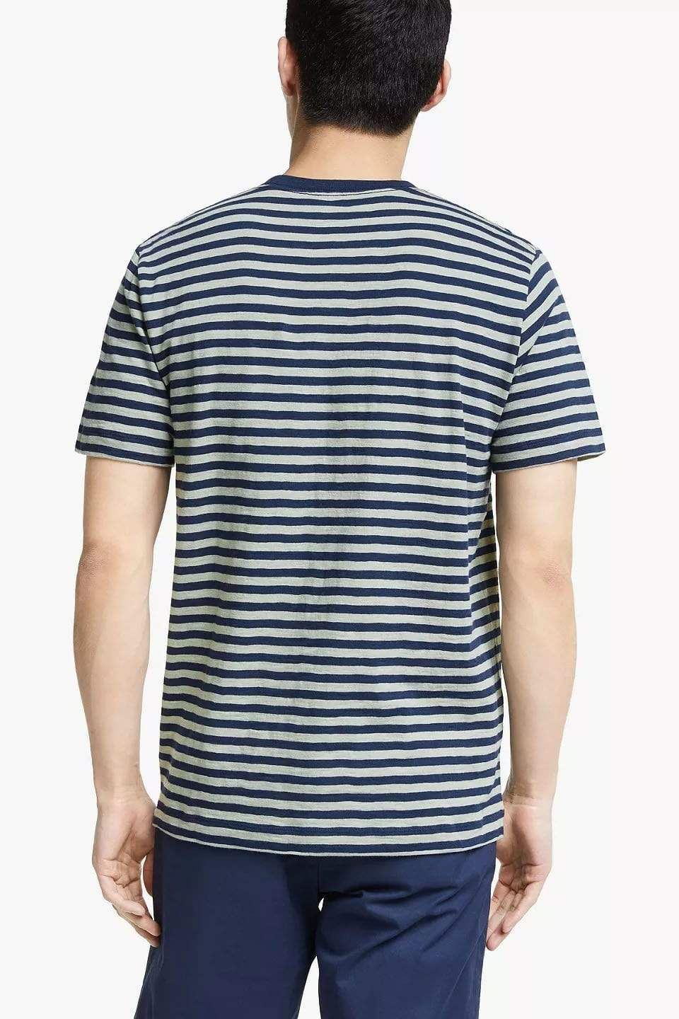 John Lewis Mens Stripe T Shirt Supima Cotton Rust/Navy or Mint/Navy Was