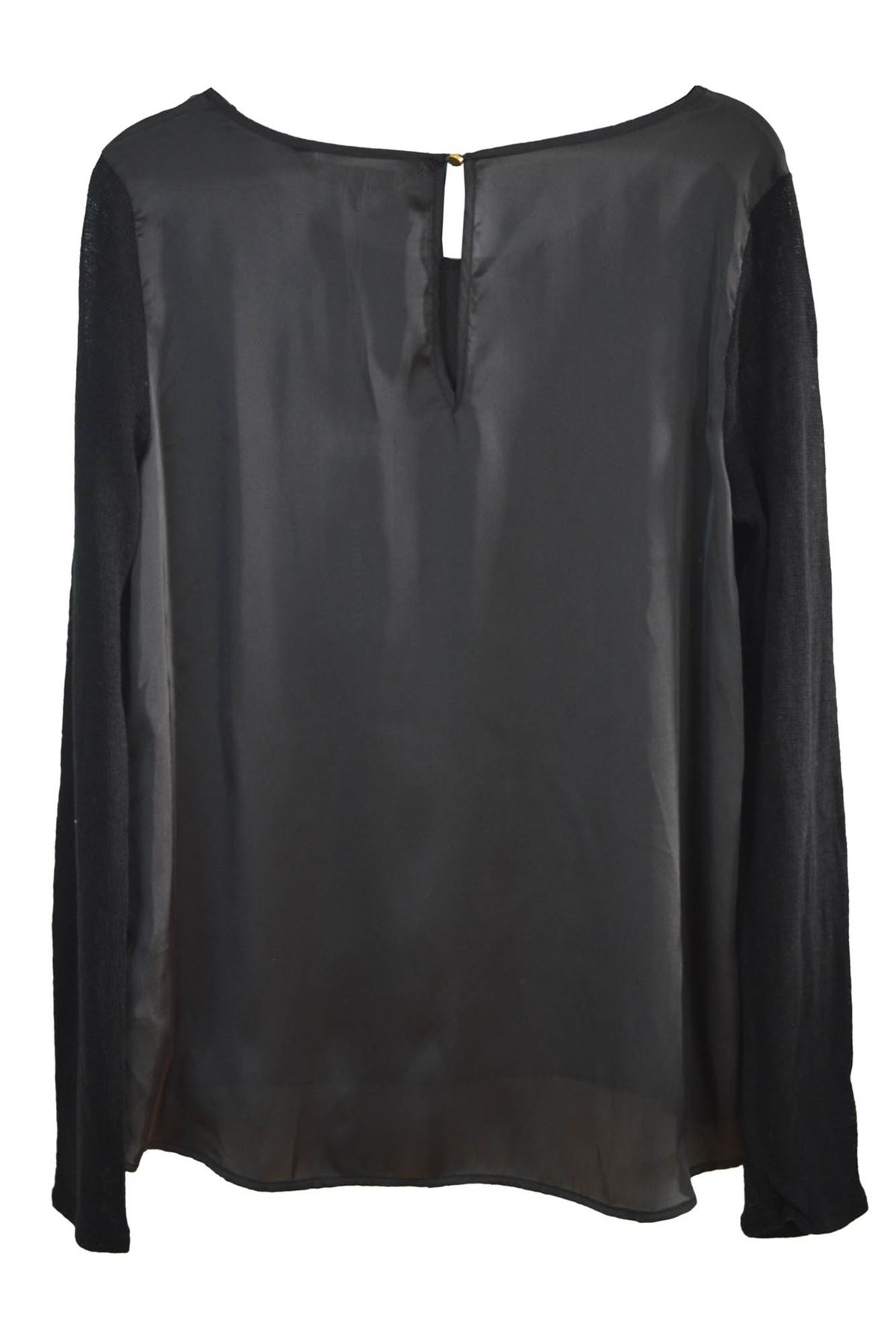 Satin Blouse Fine Knit Stretch Fit Sleeve Black or Peach Pink from C&A - Picture 5 of 15