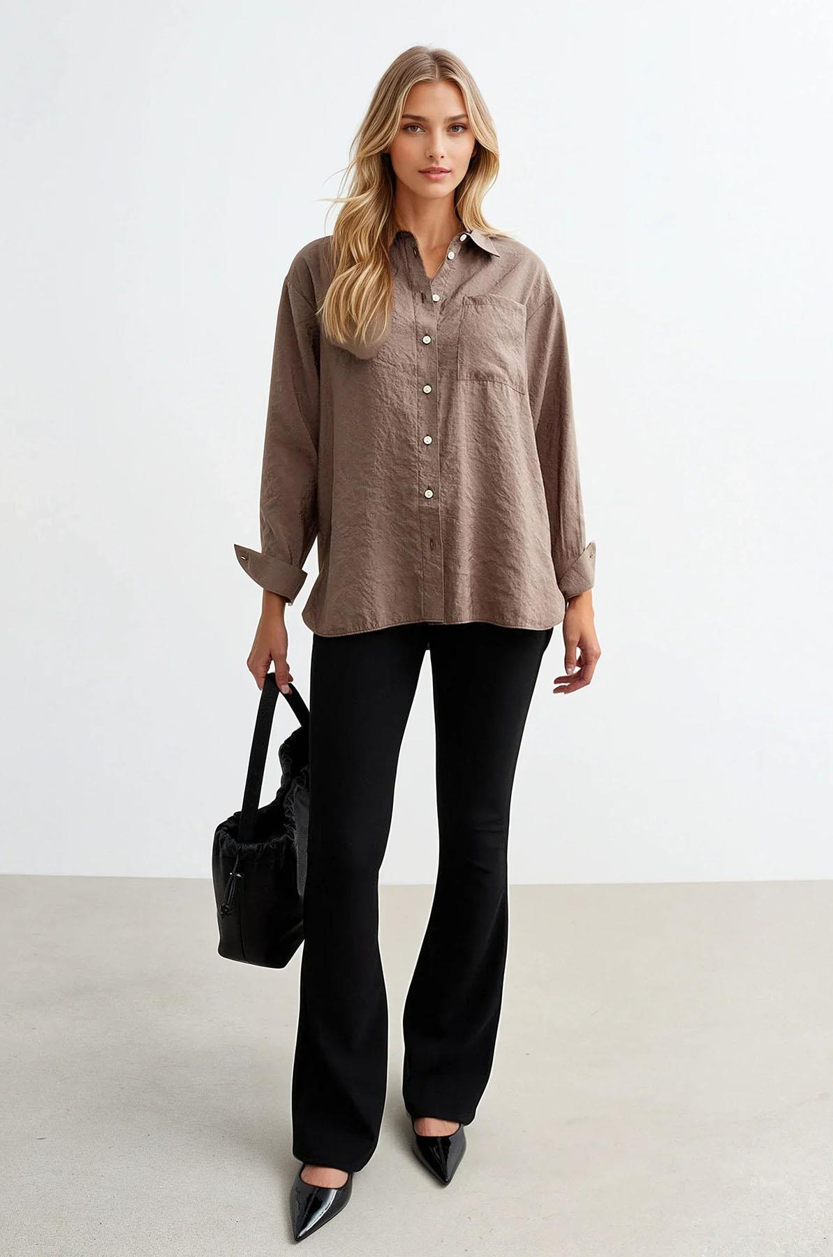 New Look Relaxed Cupro Long Sleeve Pocket Shirt - Picture 18 of 18