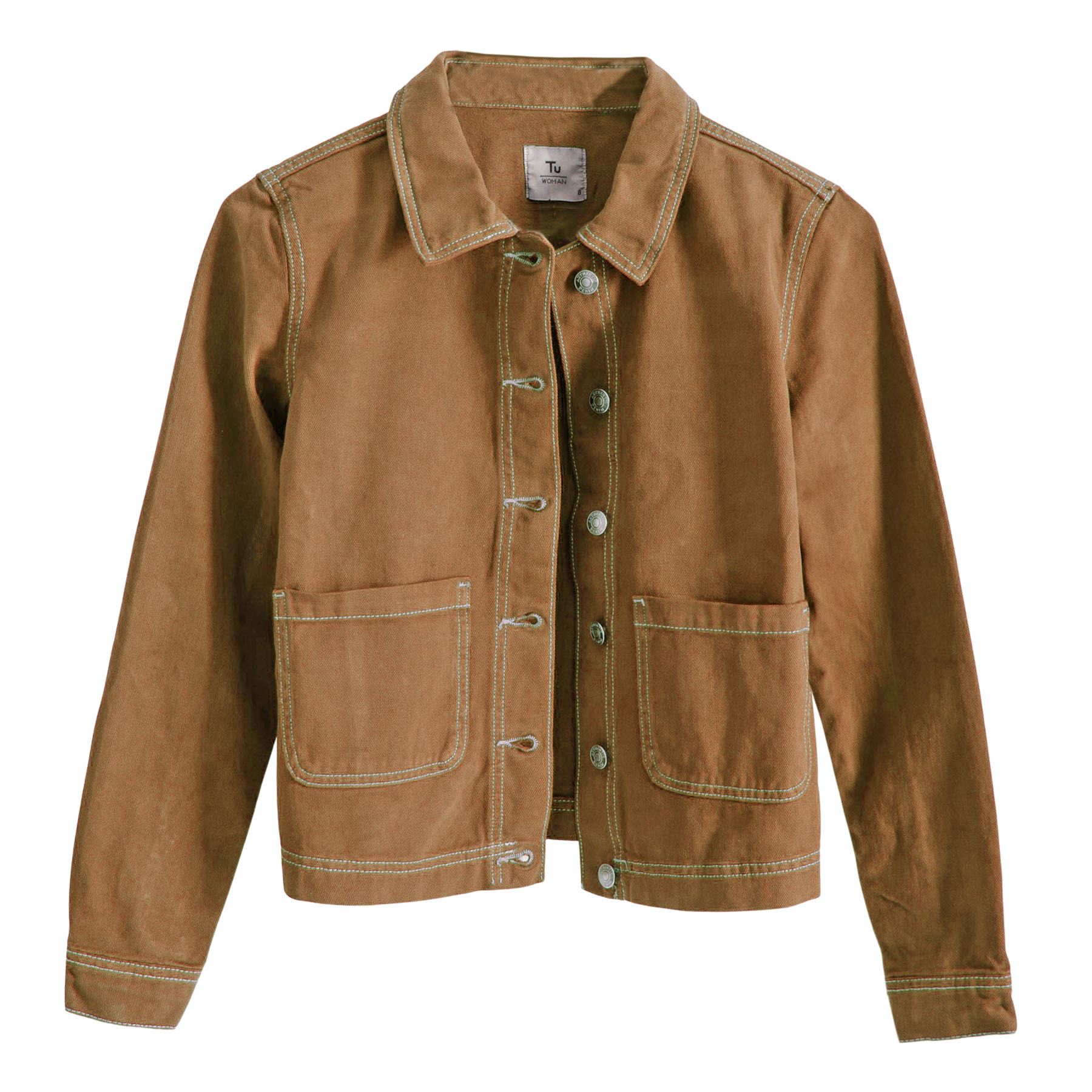 TU Cotton Twill Utility Chore Jacket Patch Pockets Button Front with Collar - Picture 7 of 18