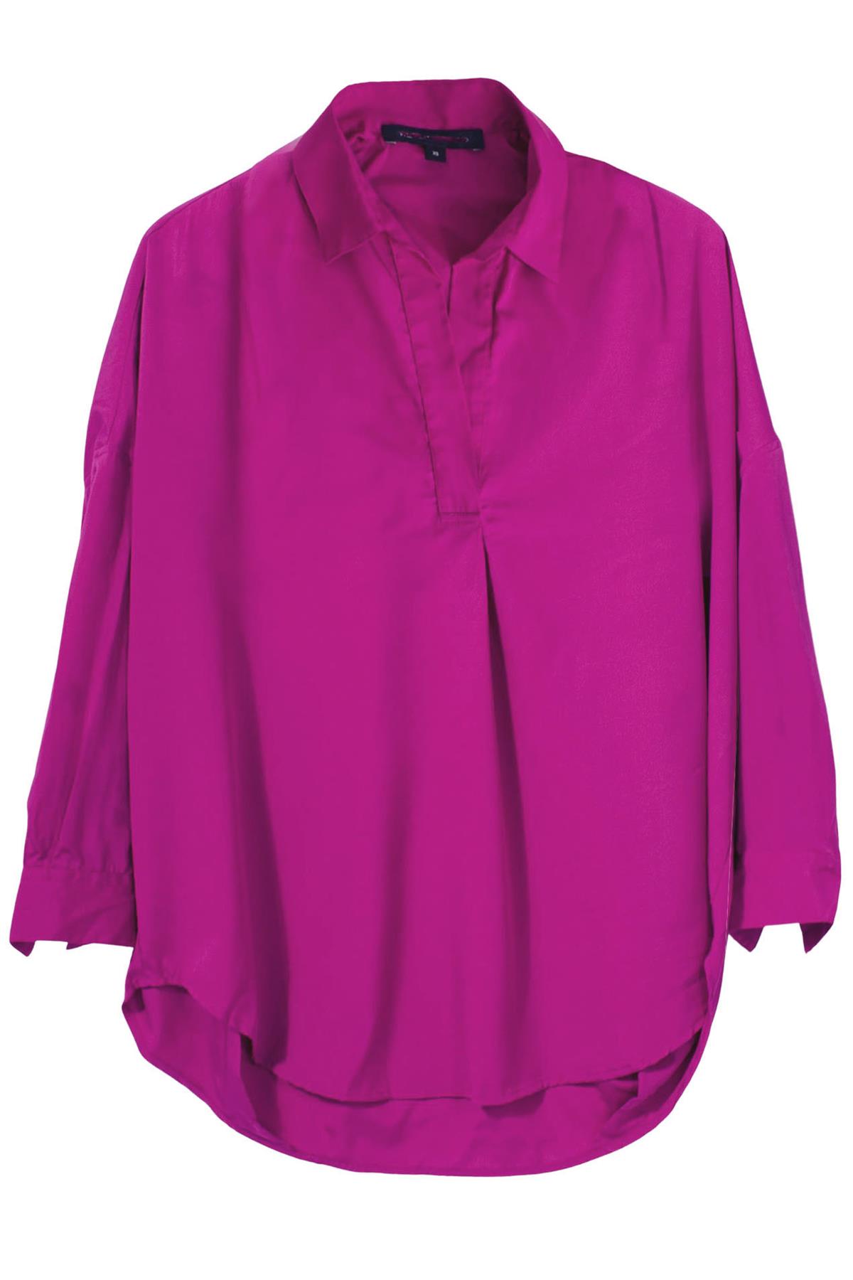 FRENCH CONNECTION Popover Shirt Blouse Silky Soft Light Satin Open Neck Collar - Picture 23 of 23