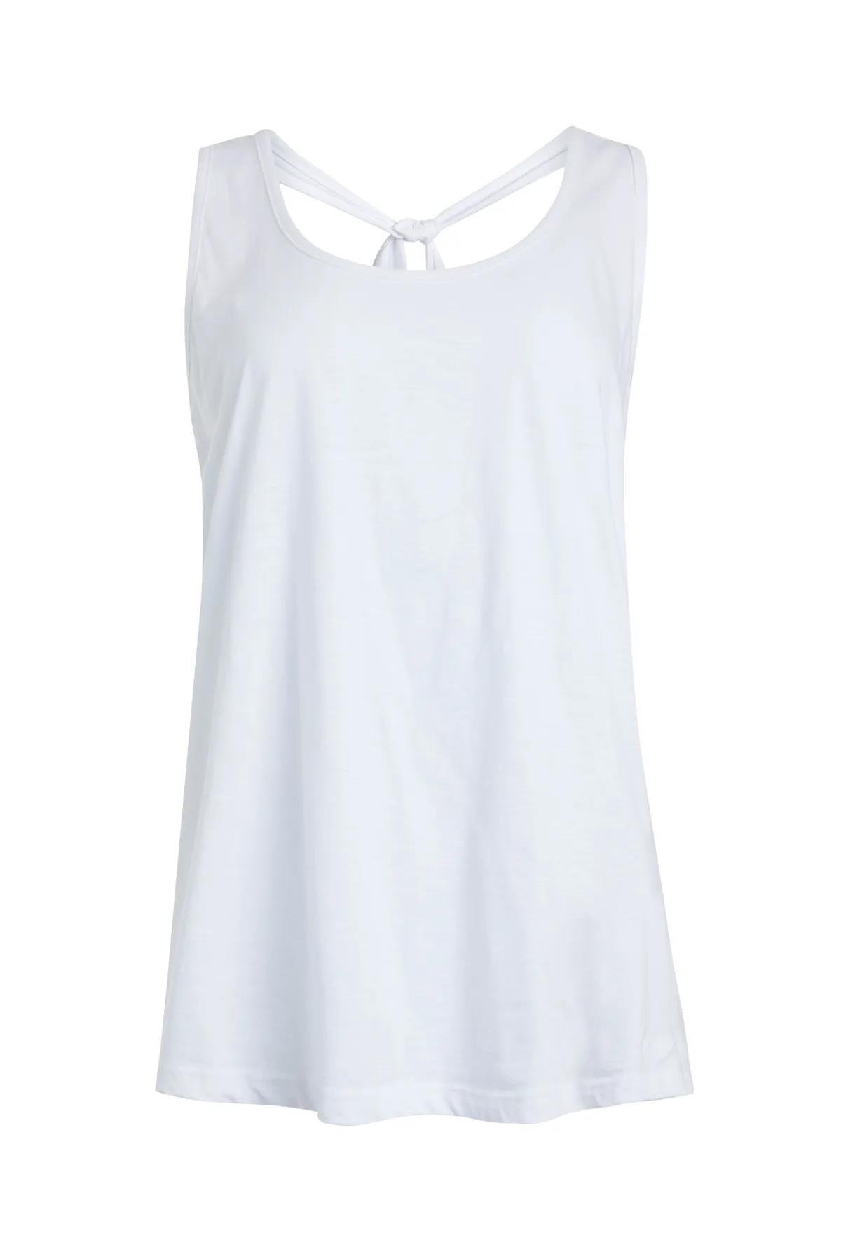 Странная рыба Damen Weste Top Twist Кроссовер Rücken Bio Baumwolle weiß Stahl blau