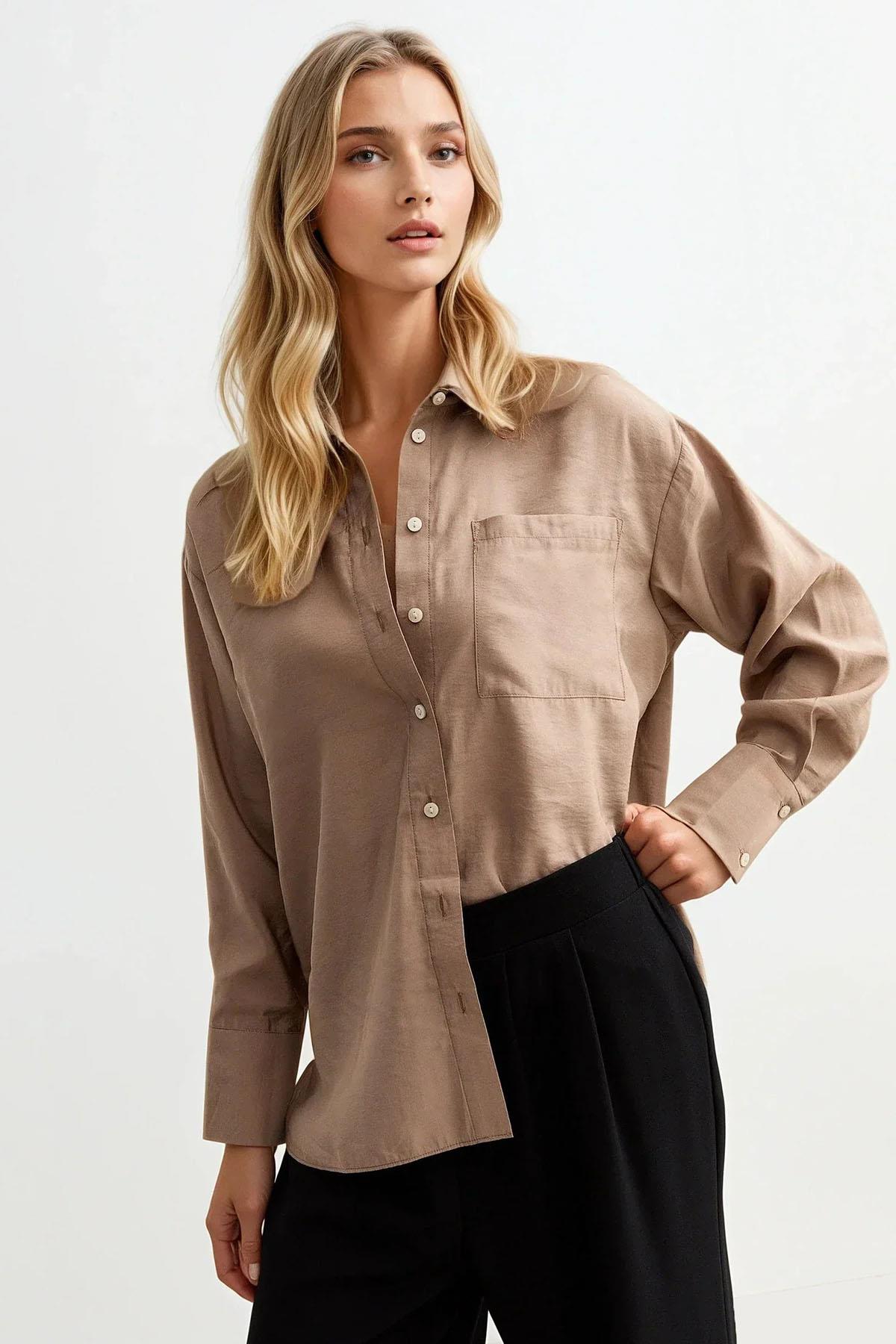New Look Relaxed Cupro Long Sleeve Pocket Shirt - Picture 3 of 18