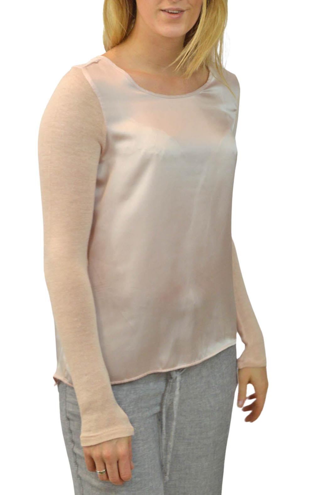 Satin Blouse Fine Knit Stretch Fit Sleeve Black or Peach Pink from C&A - Picture 11 of 15