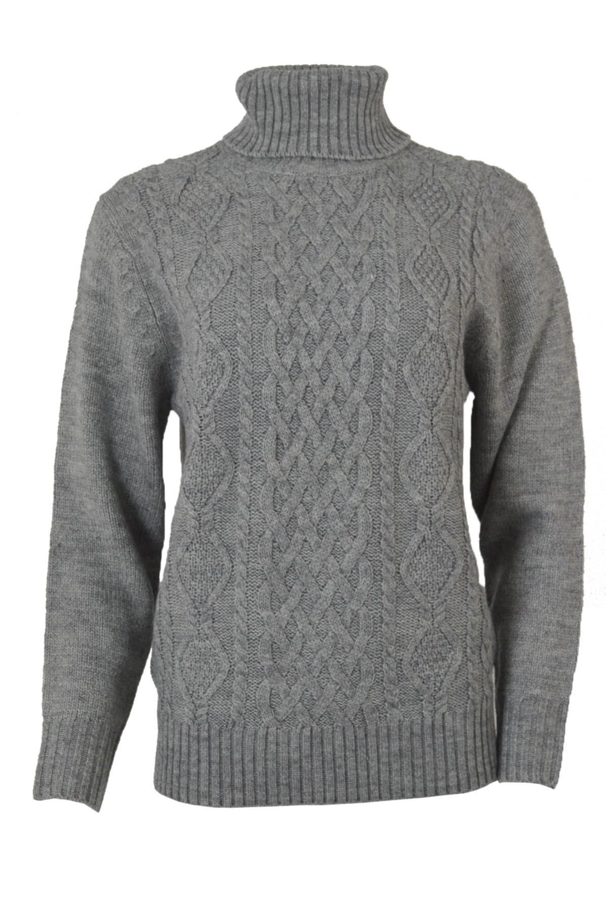 YESSICA Womens Chunky Cable Knit Sweater Polo Neck Jumper | eBay