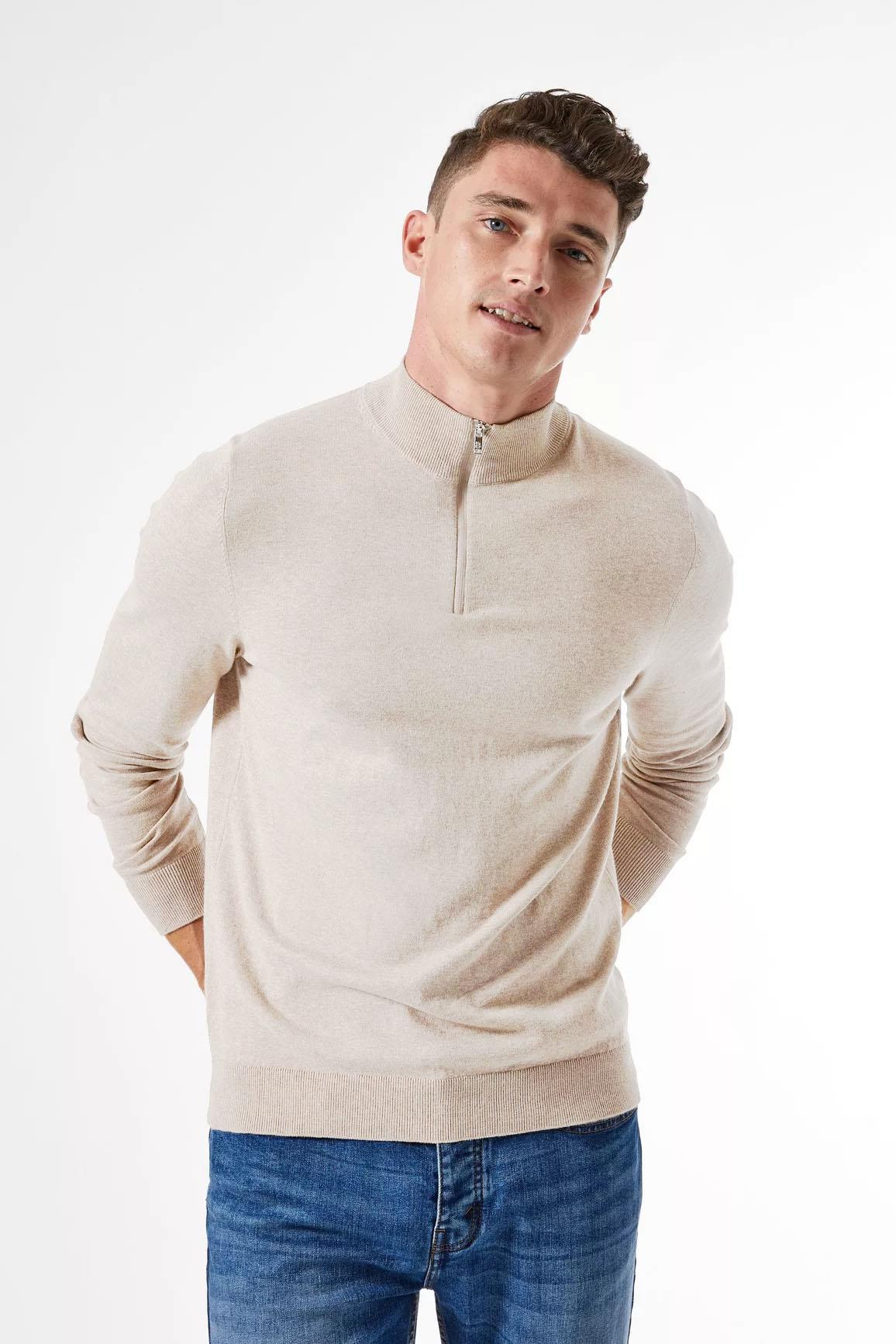 BURTON Mens Cotton Quarter Zip Neck 