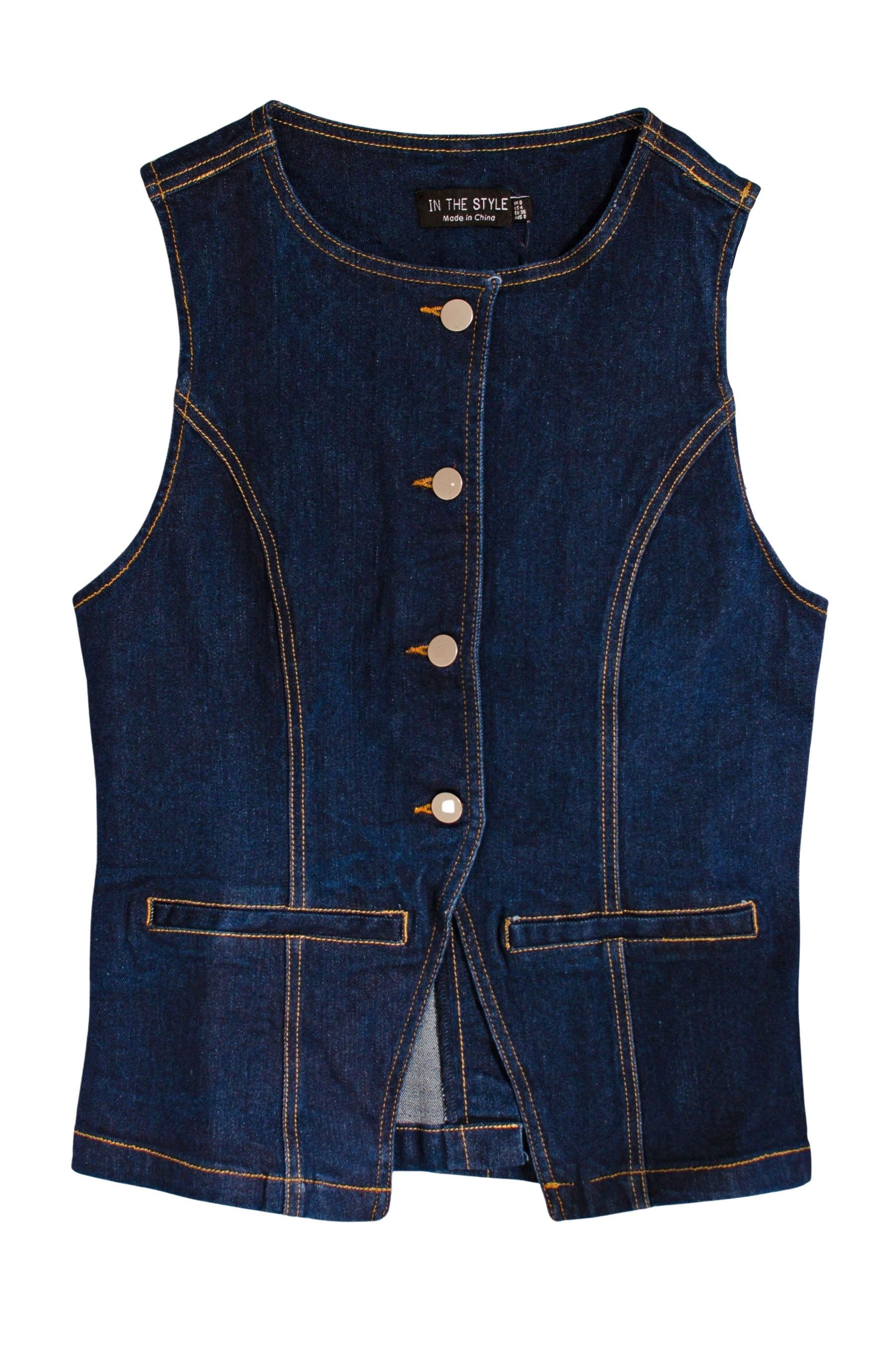 Chaleco denim índigo cuello redondo - Imagen 5 de 5
